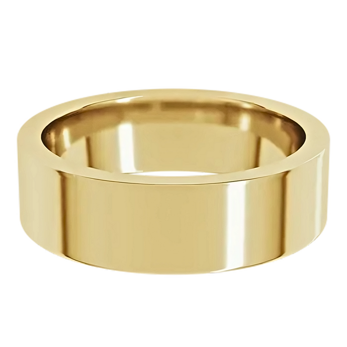Comfort-Fit Flat Polished Men's Wedding Ring