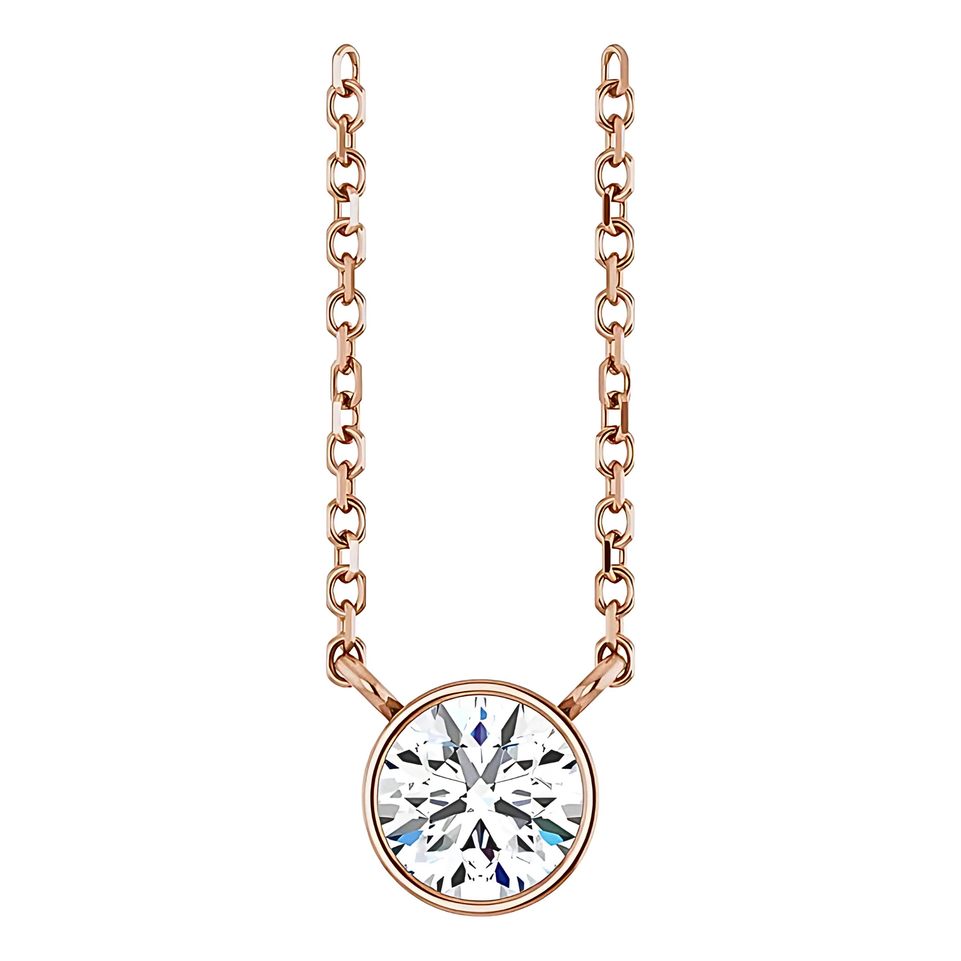 Hadley Solitaire Round Diamond Bezel Pendant Necklace