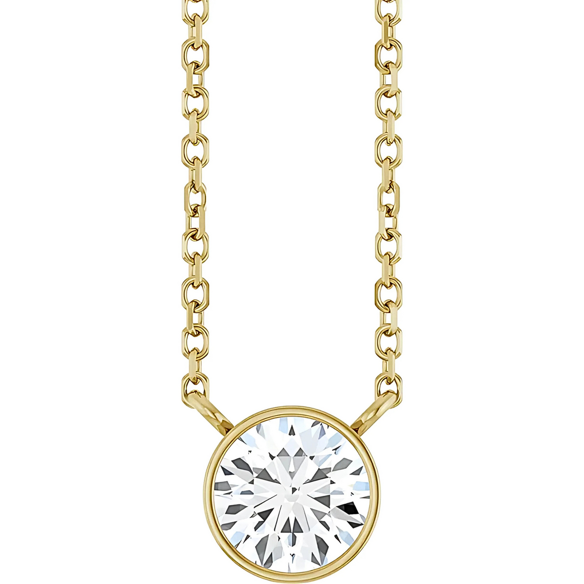 Hadley Solitaire Round Diamond Bezel Pendant Necklace