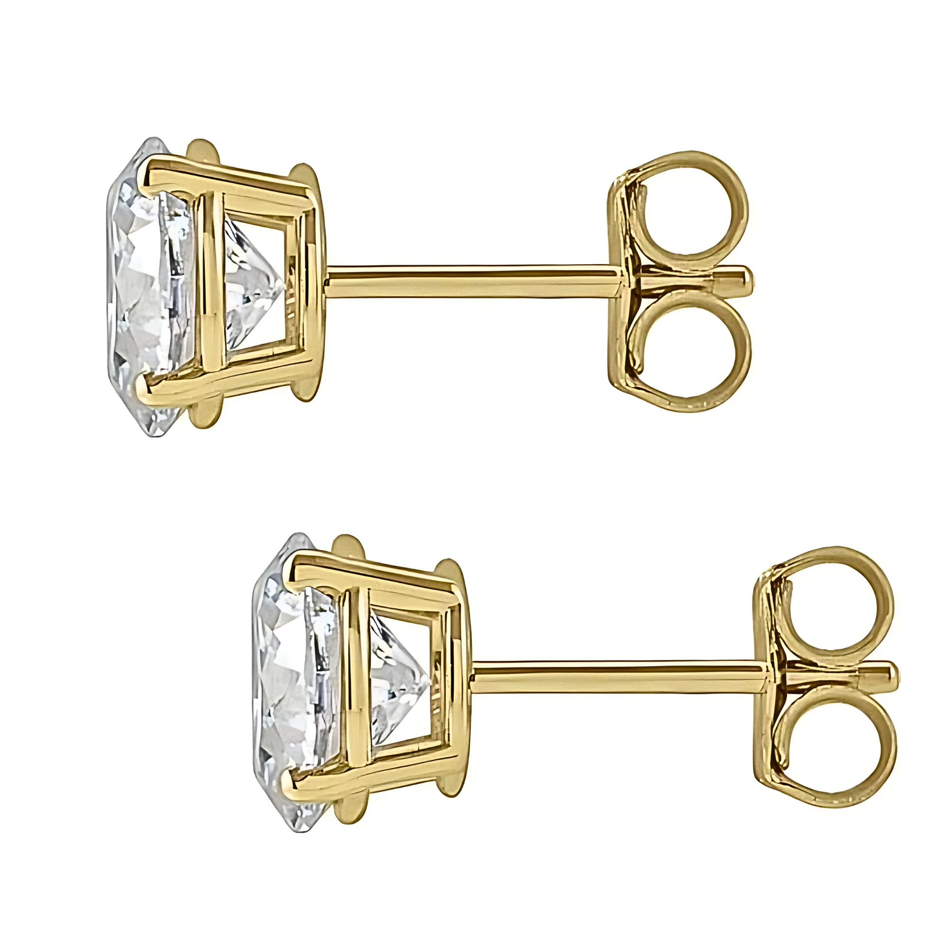 Violet Round Natural Diamond Basket Stud Earrings