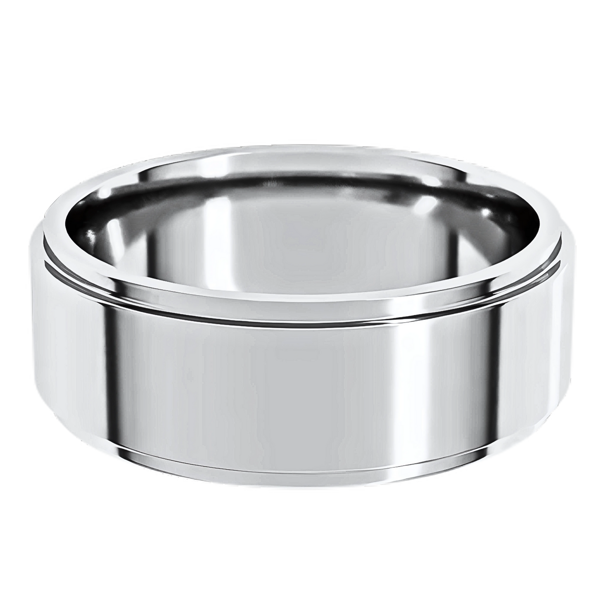 Comfort-Fit Stepped Edge Polished Men's Wedding Ring