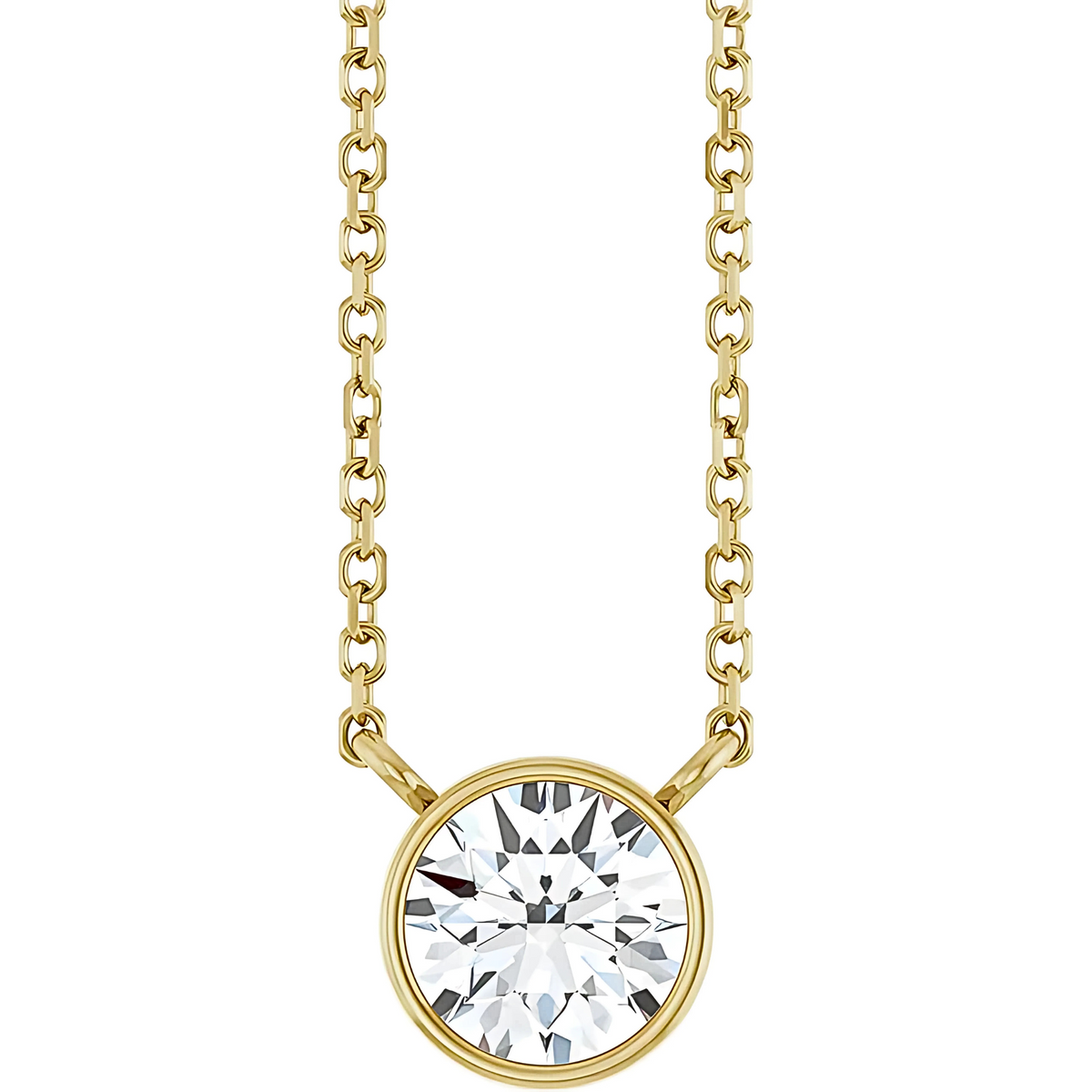 Hadley Solitaire Round Diamond Bezel Pendant Necklace