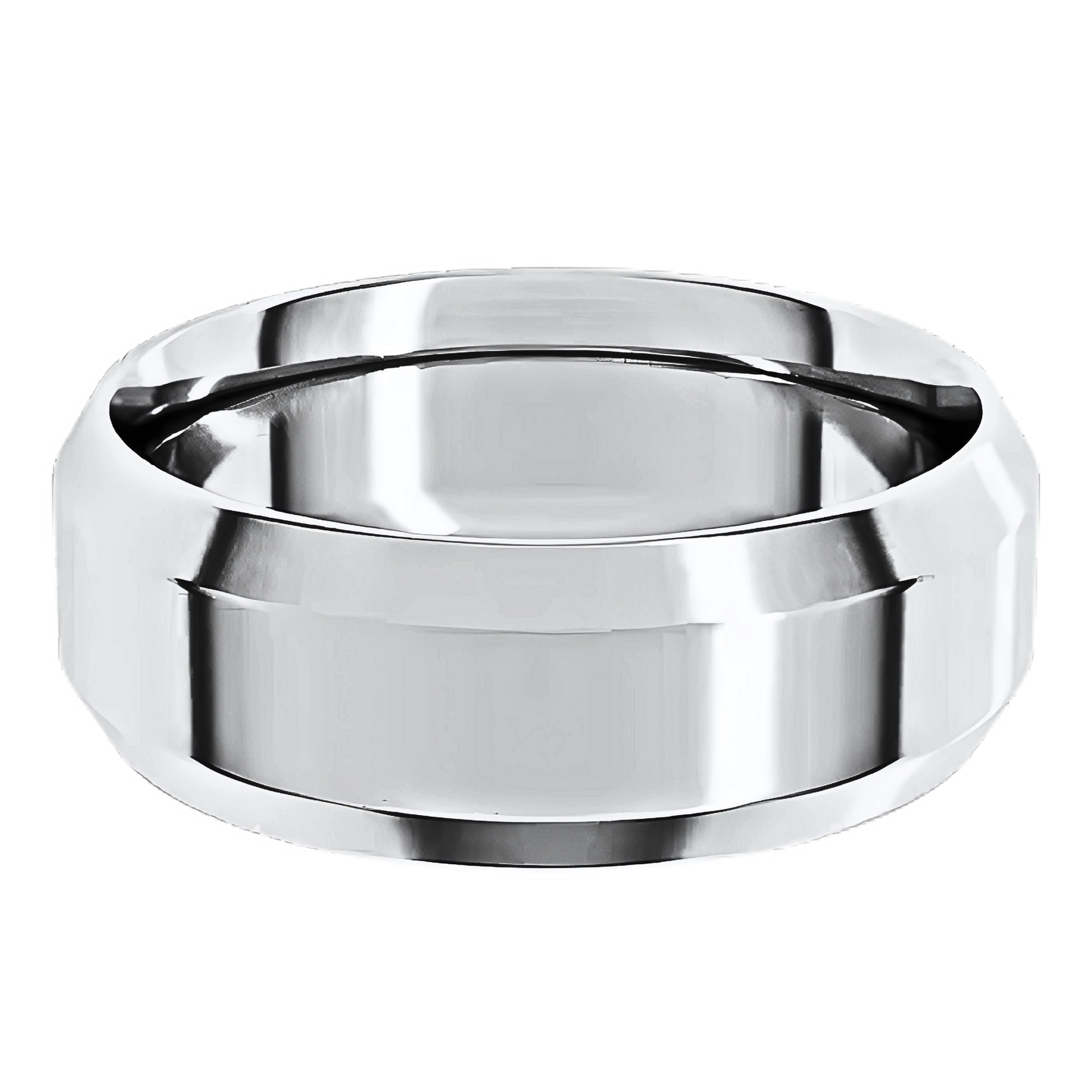 Comfort-Fit Beveled Edge Polished Men's Wedding Ring