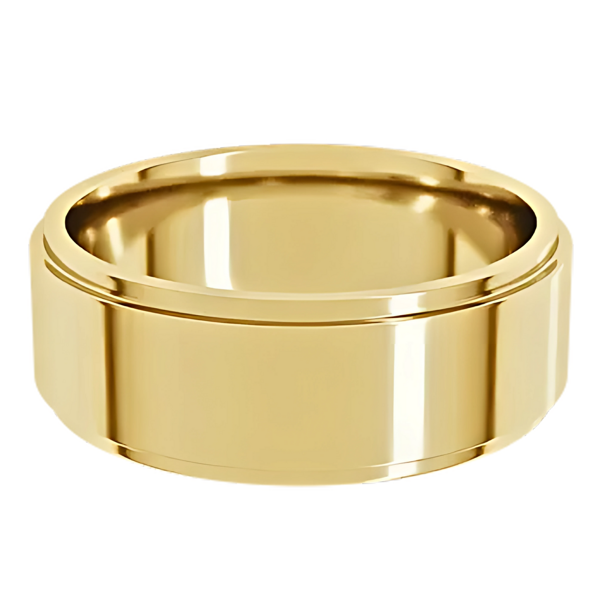 Comfort-Fit Stepped Edge Polished Men's Wedding Ring