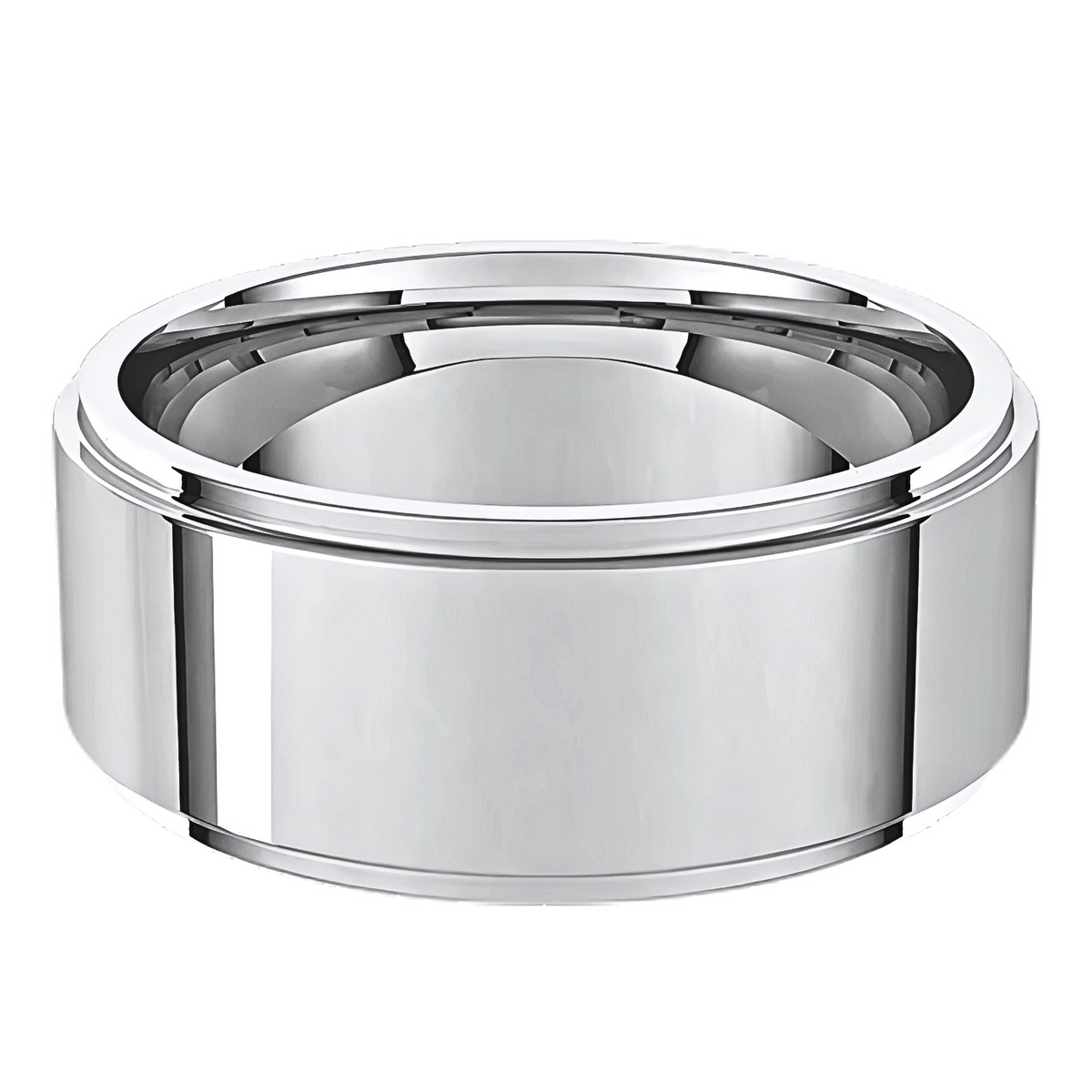 Comfort-Fit Stepped Edge Polished Men's Wedding Ring