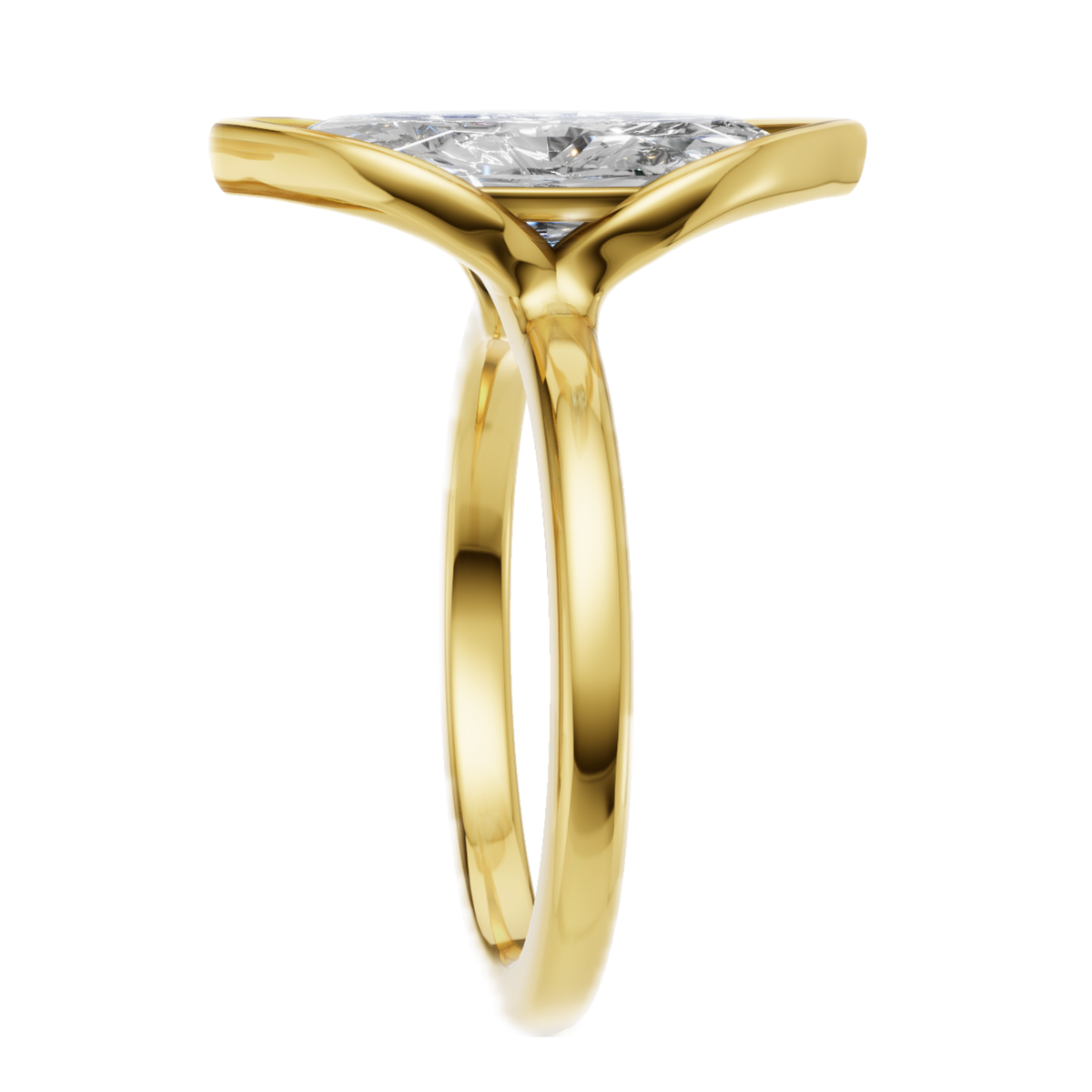 Claire 3.09 CT G VS1 Marquise Lab Grown Diamond Solitaire Half Bezel Engagement Ring