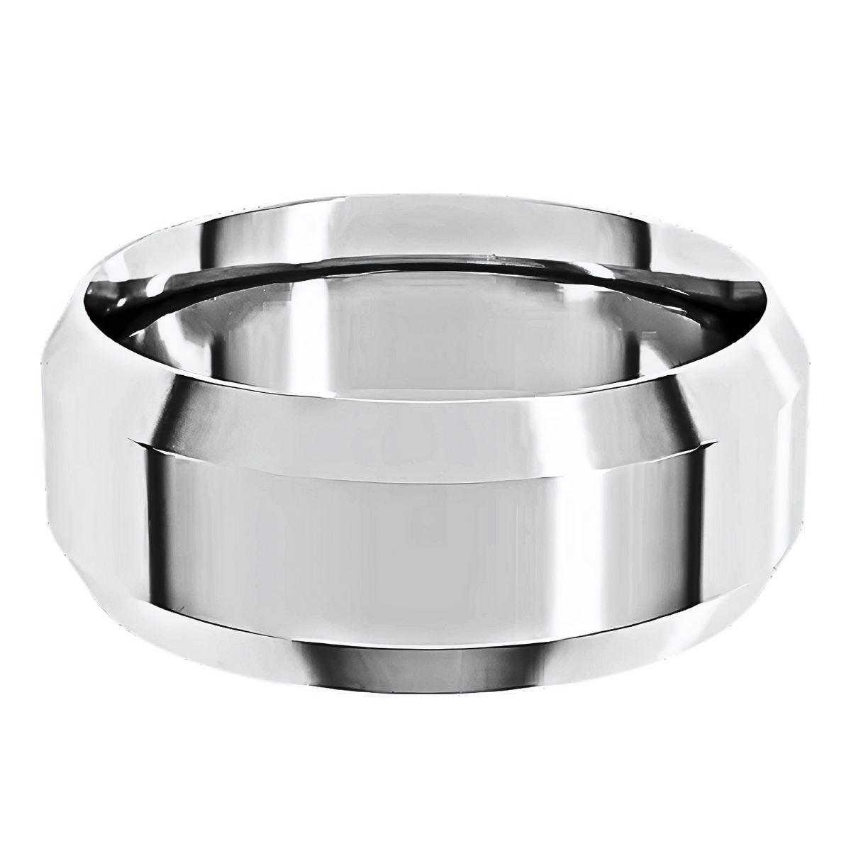 Comfort-Fit Beveled Edge Polished Men's Wedding Ring