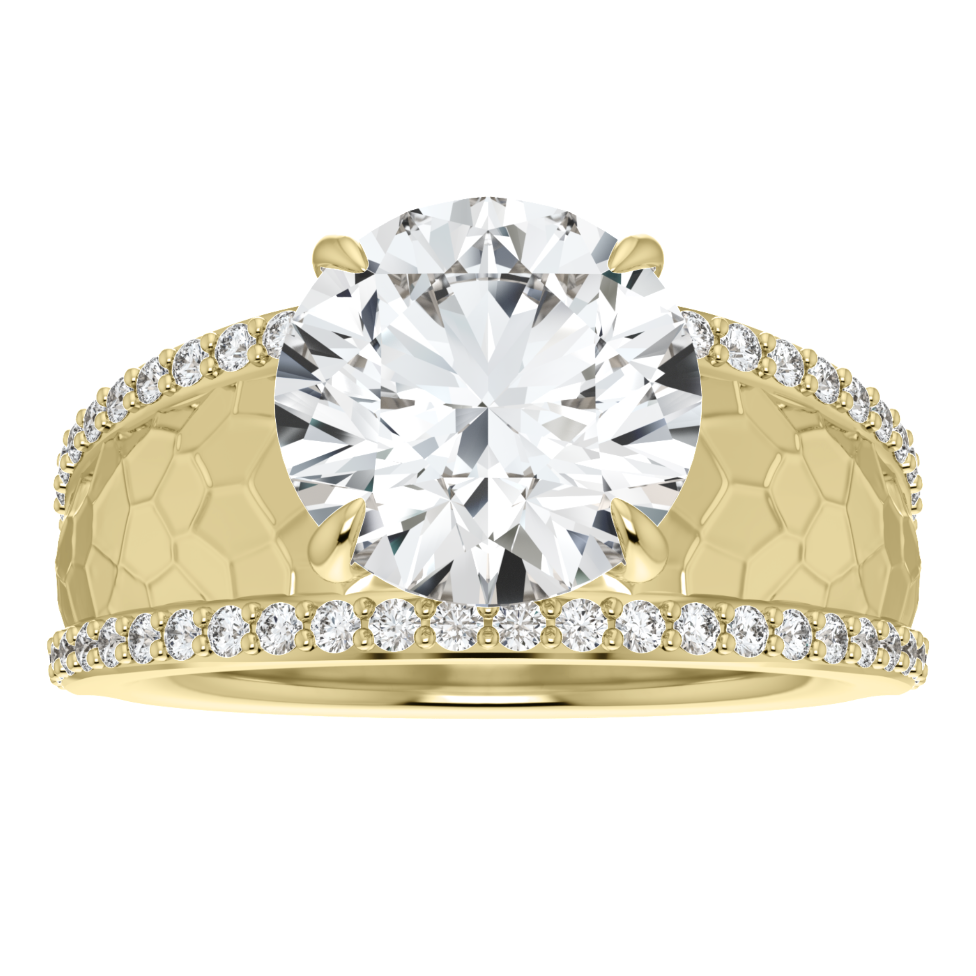Nell Pavé Edge Hammered Cigar Band Setting