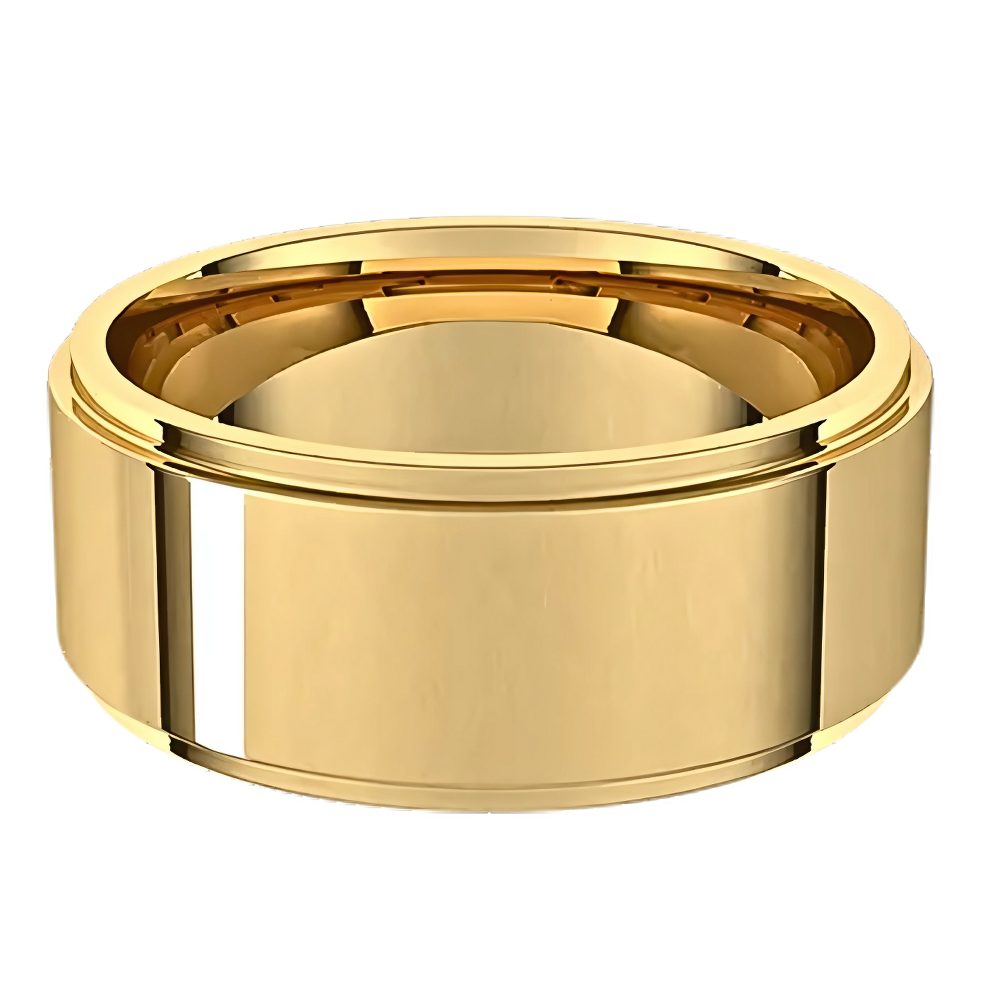 Comfort-Fit Stepped Edge Polished Men's Wedding Ring