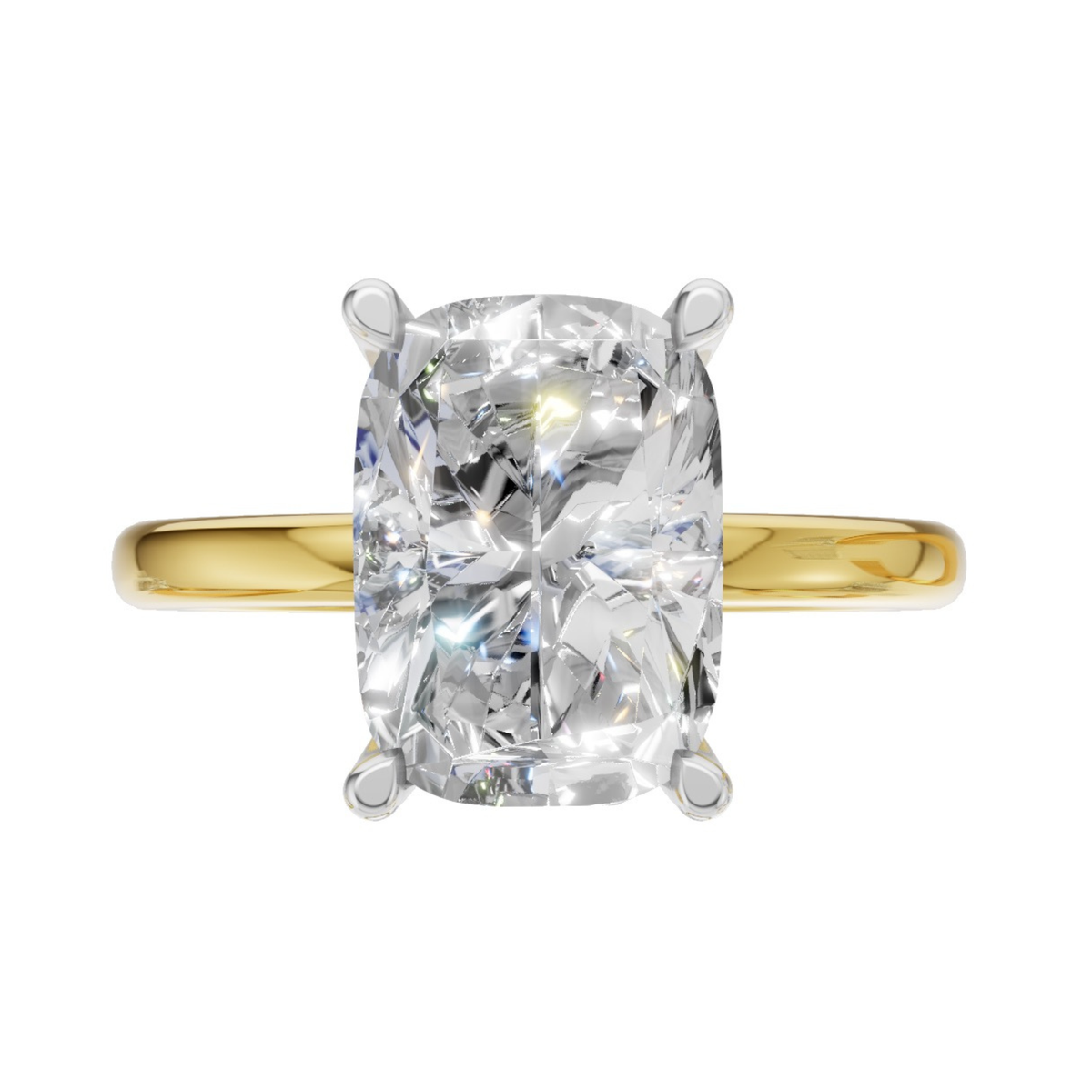 Olivia 3.80 CT E VS1 Elongated Cushion Lab Grown Diamond Solitaire Engagement Ring
