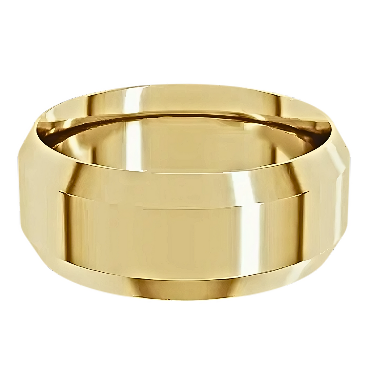 Comfort-Fit Beveled Edge Polished Men's Wedding Ring