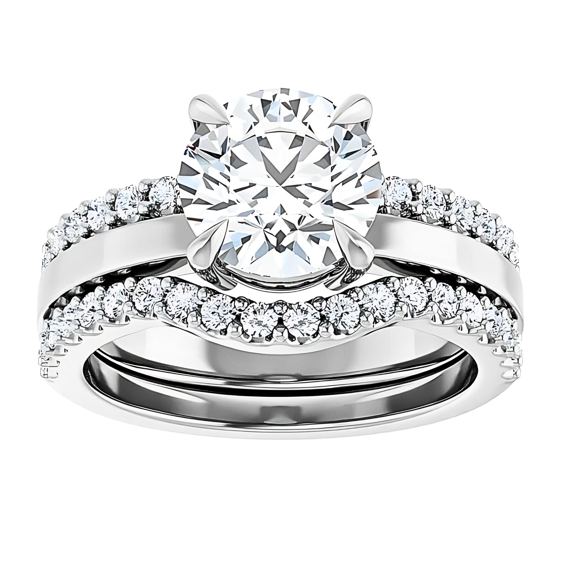Summer Curved Pavé Diamond Wedding Ring