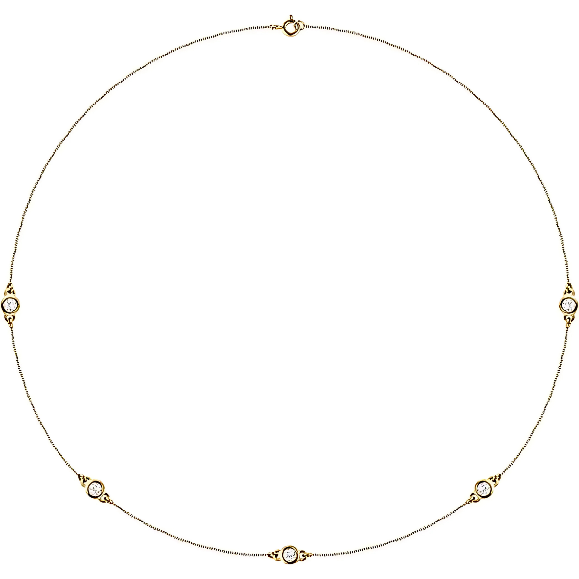 Daphne Round Diamond Bezel Station Necklace