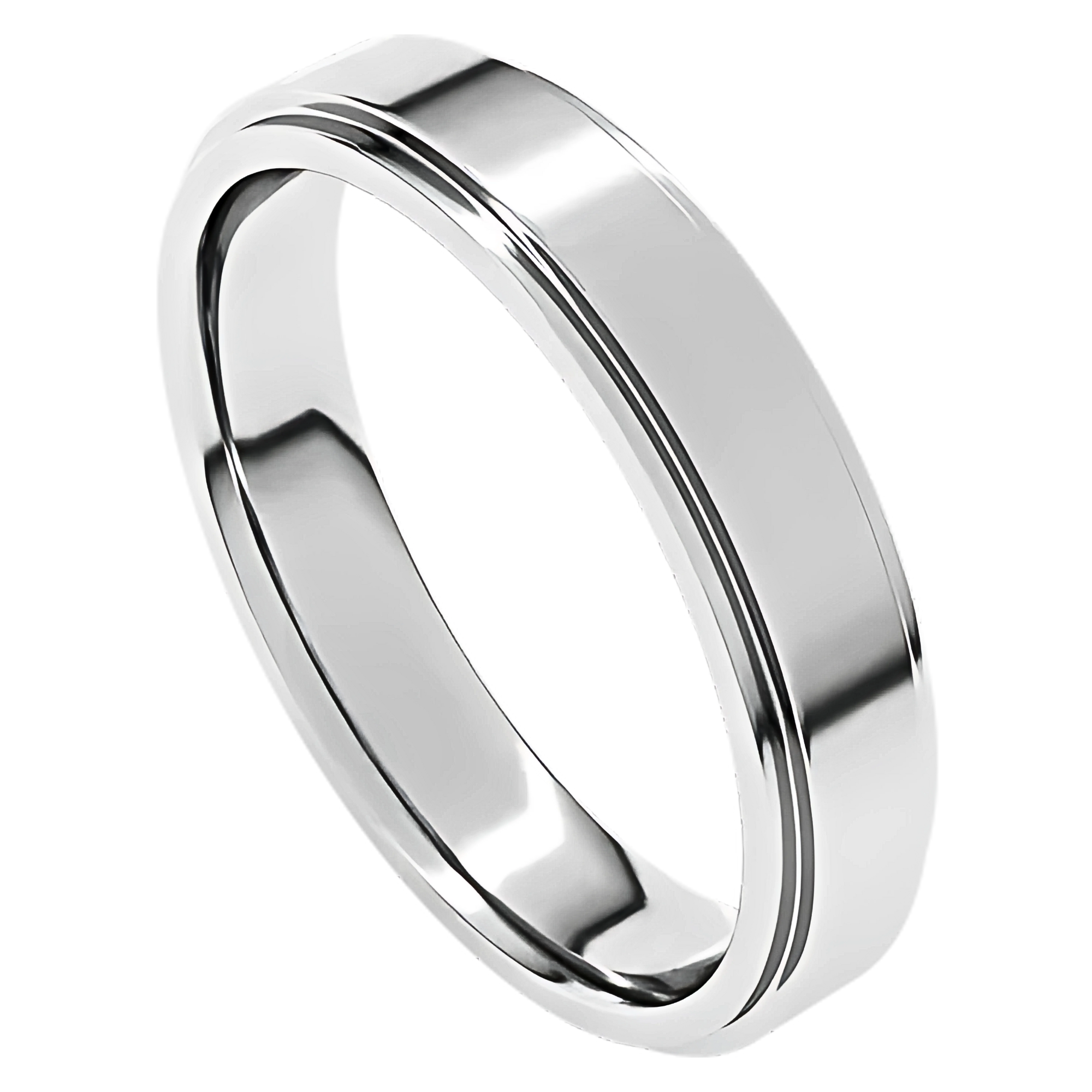 Comfort-Fit Stepped Edge Polished Men's Wedding Ring