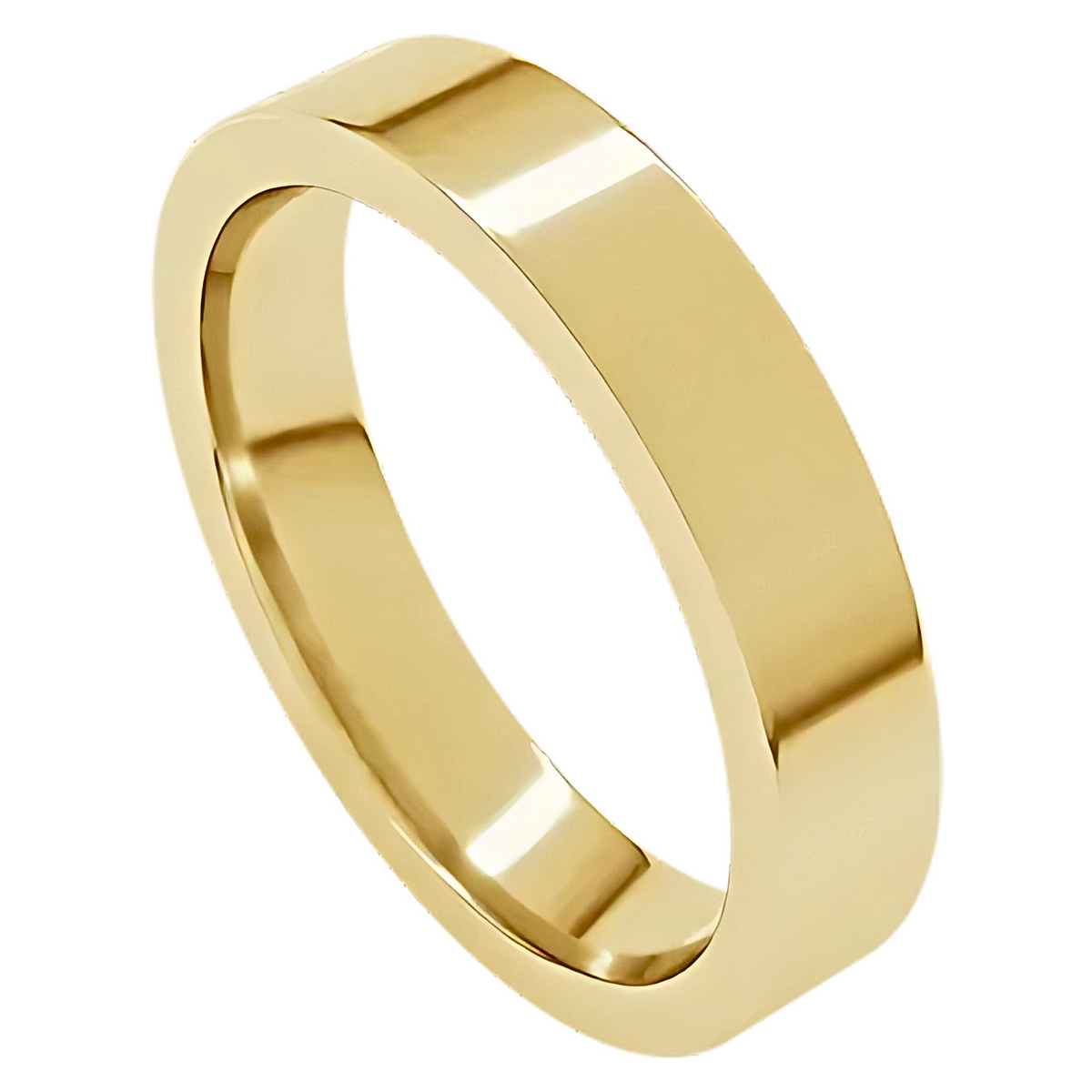 Comfort-Fit Flat Polished Men's Wedding Ring
