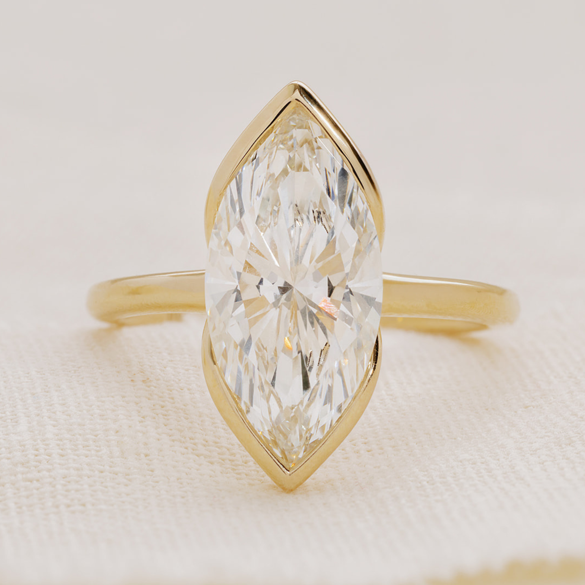 Claire 3.09 CT G VS1 Marquise Lab Grown Diamond Solitaire Half Bezel Engagement Ring