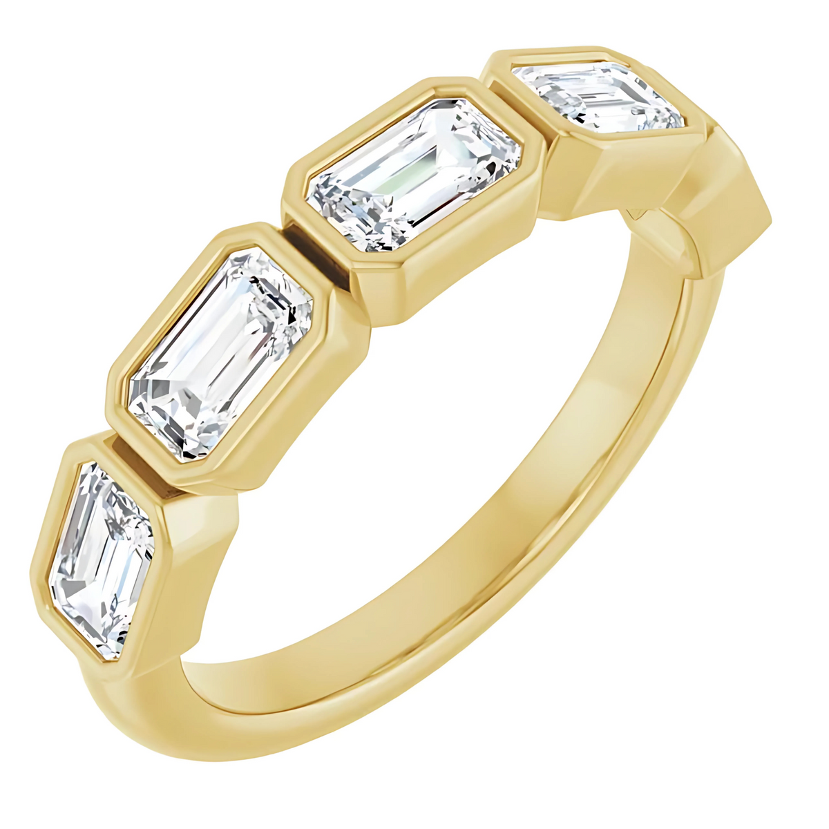 Isabelle East-West Emerald Diamond Bezel Ring
