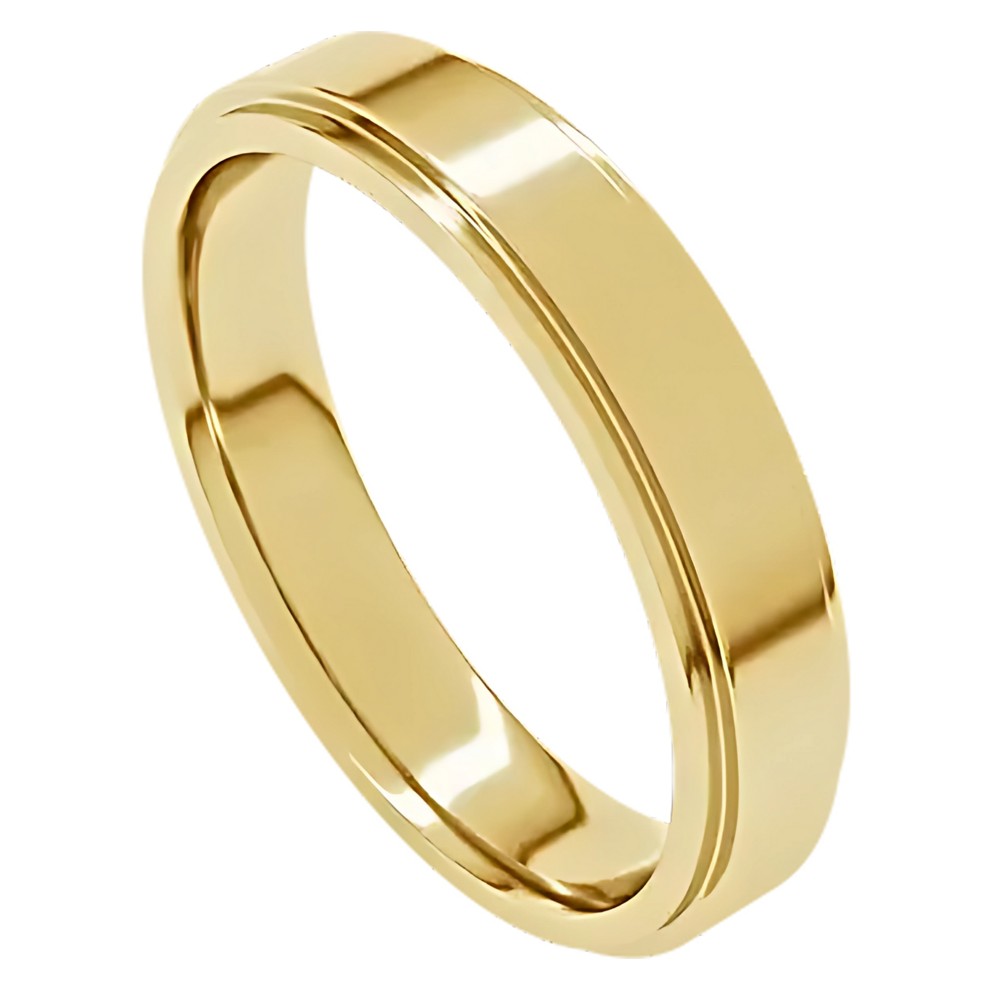 Comfort-Fit Stepped Edge Polished Men's Wedding Ring