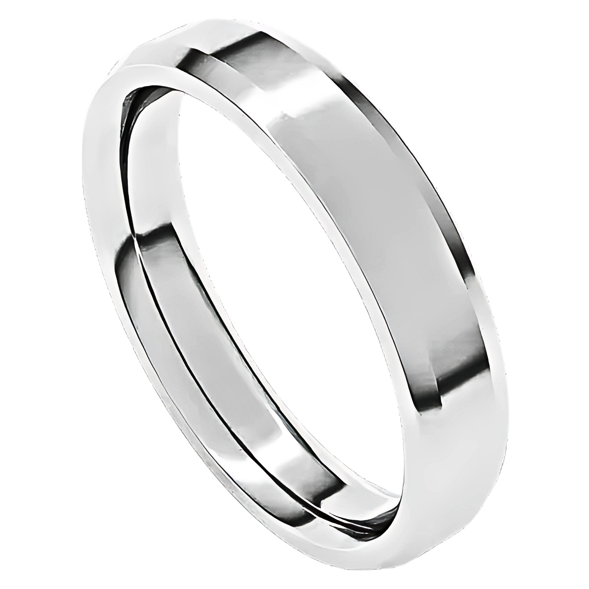 Comfort-Fit Beveled Edge Polished Men's Wedding Ring