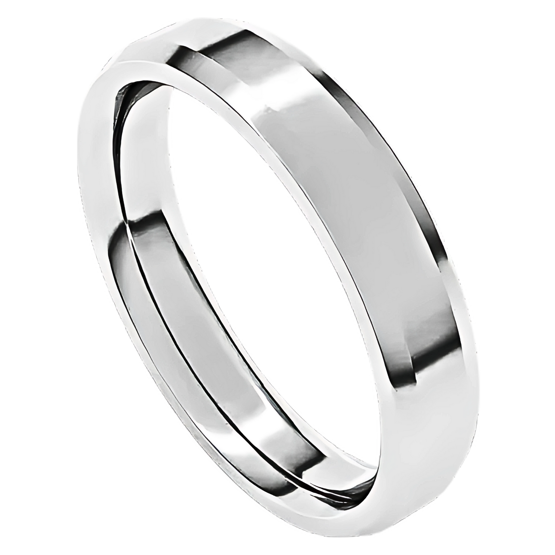 Comfort-Fit Beveled Edge Polished Men's Wedding Ring