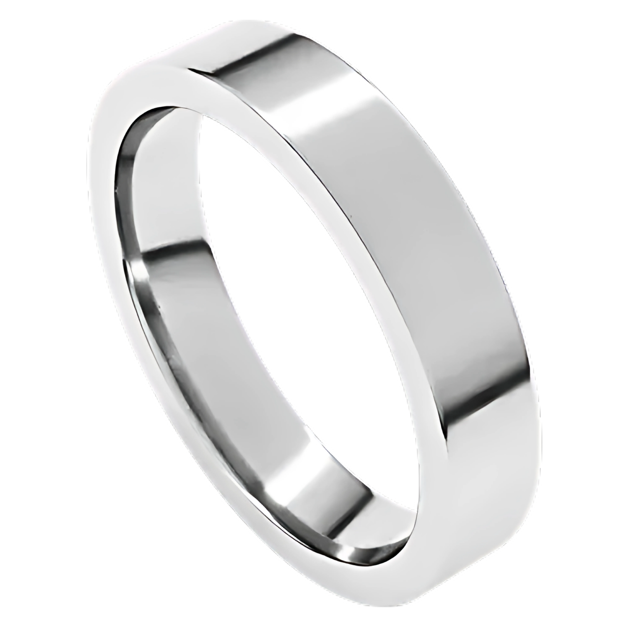 Comfort-Fit Flat Polished Men's Wedding Ring