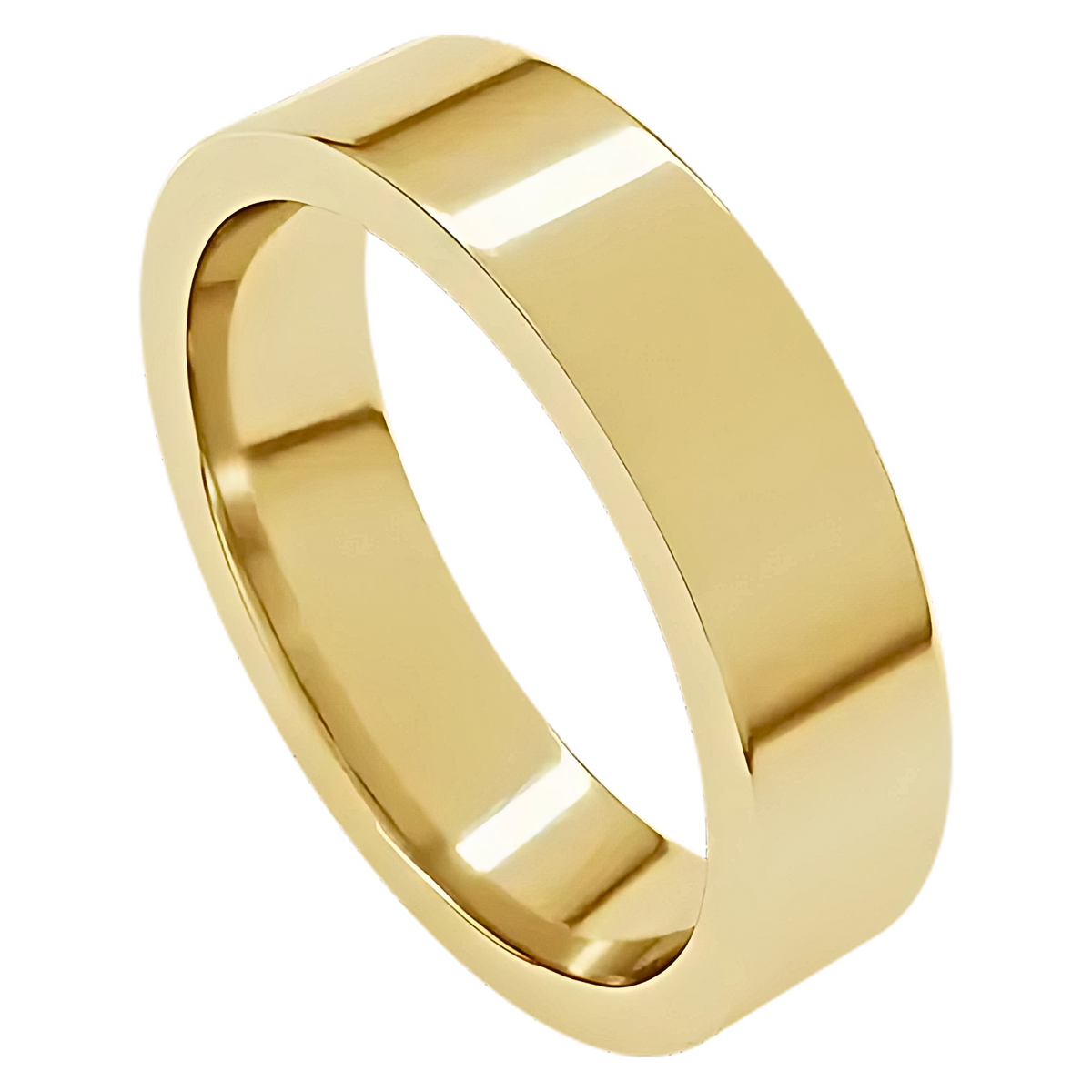 Comfort-Fit Flat Polished Men's Wedding Ring