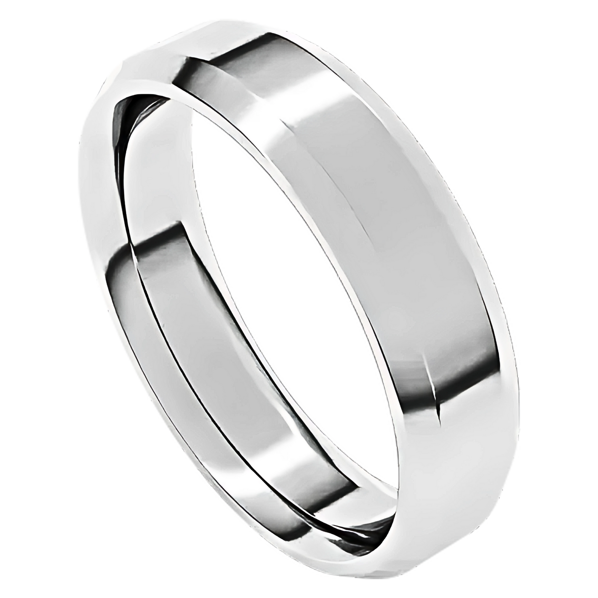 Comfort-Fit Beveled Edge Polished Men's Wedding Ring