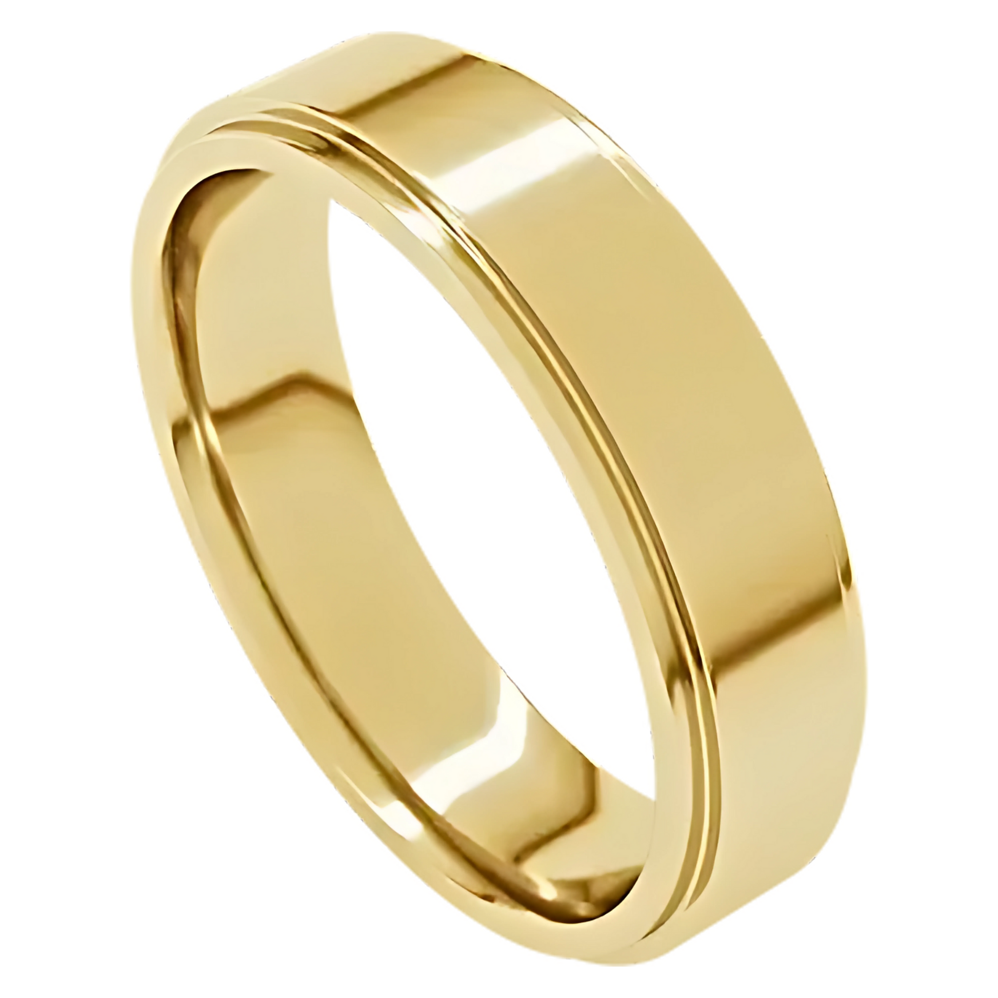 Comfort-Fit Stepped Edge Polished Men's Wedding Ring