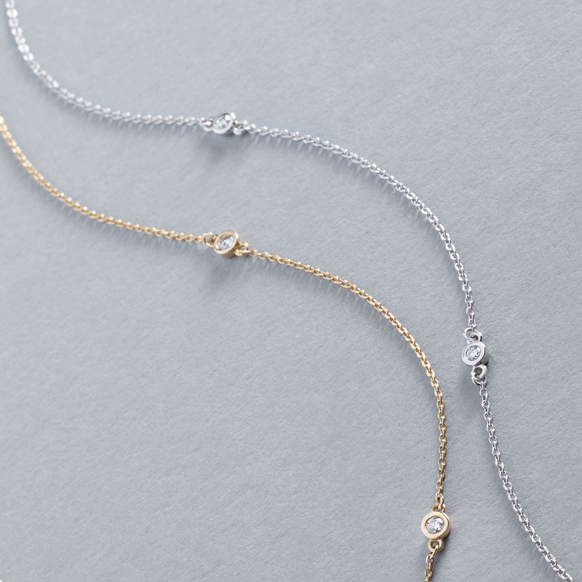 Daphne Round Diamond Bezel Station Necklace