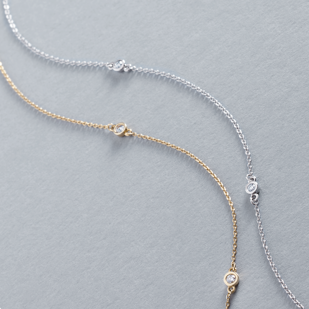Daphne Round Diamond Bezel Station Necklace