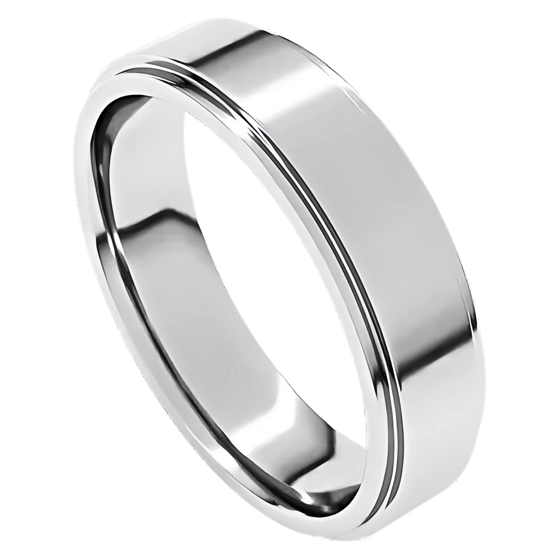 Comfort-Fit Stepped Edge Polished Men's Wedding Ring