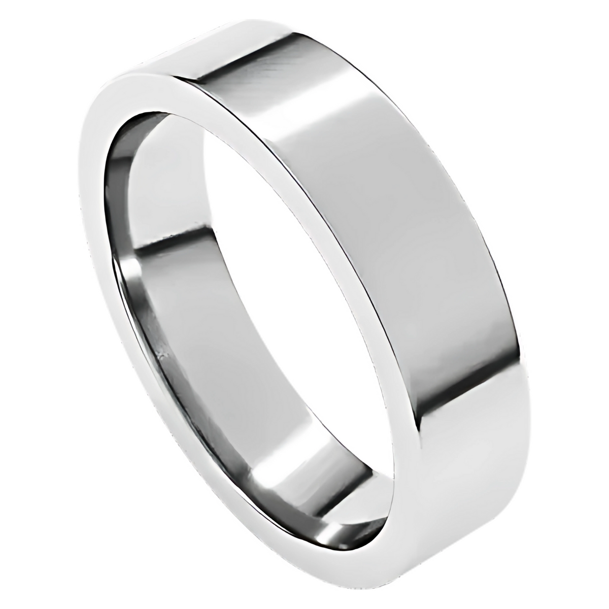 Comfort-Fit Flat Polished Men's Wedding Ring