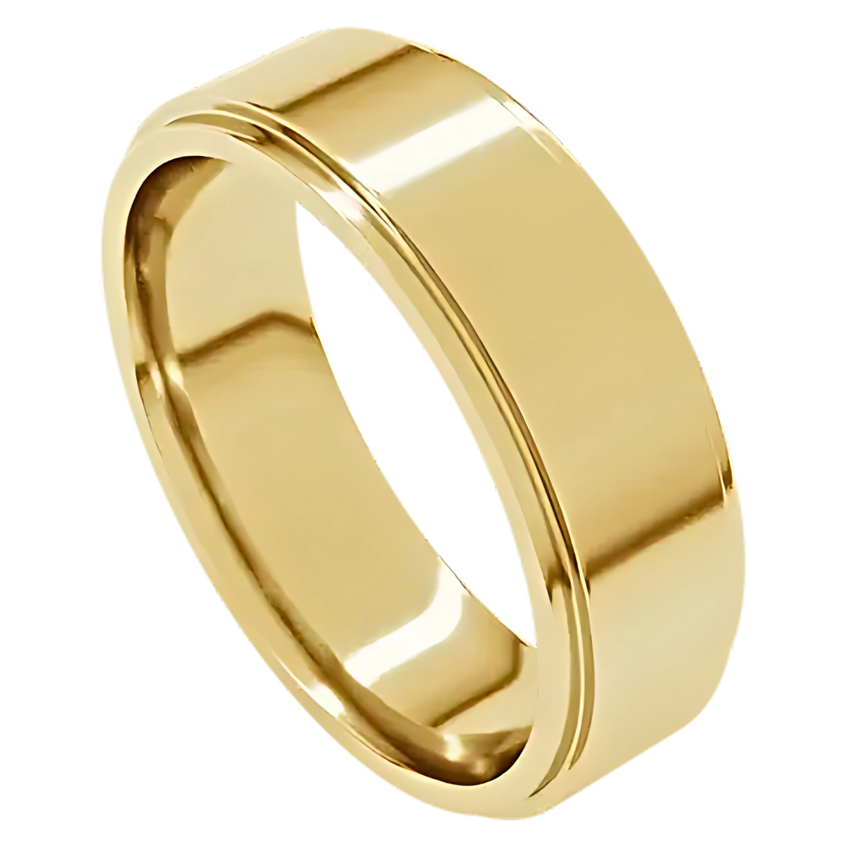 Comfort-Fit Stepped Edge Polished Men's Wedding Ring