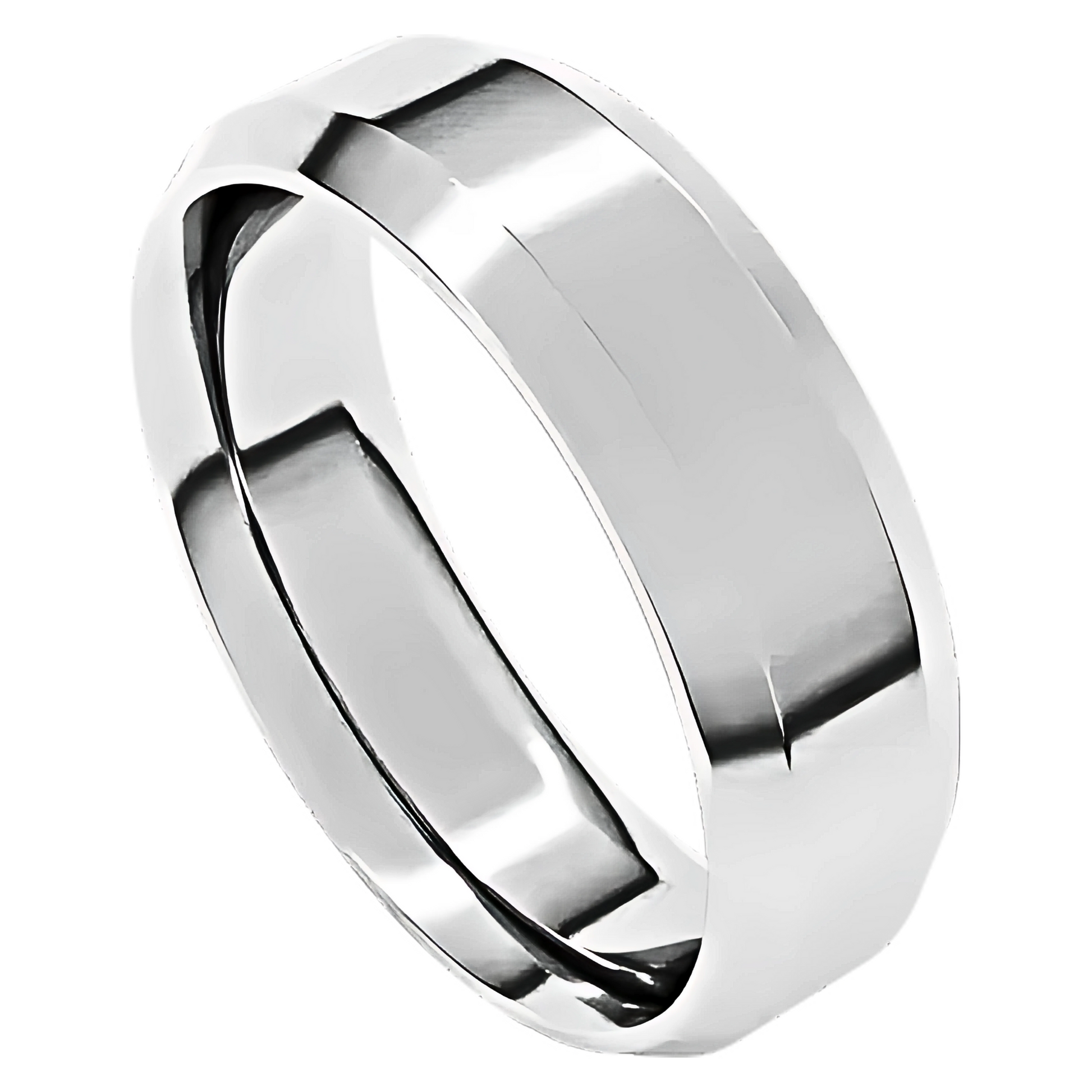 Comfort-Fit Beveled Edge Polished Men's Wedding Ring