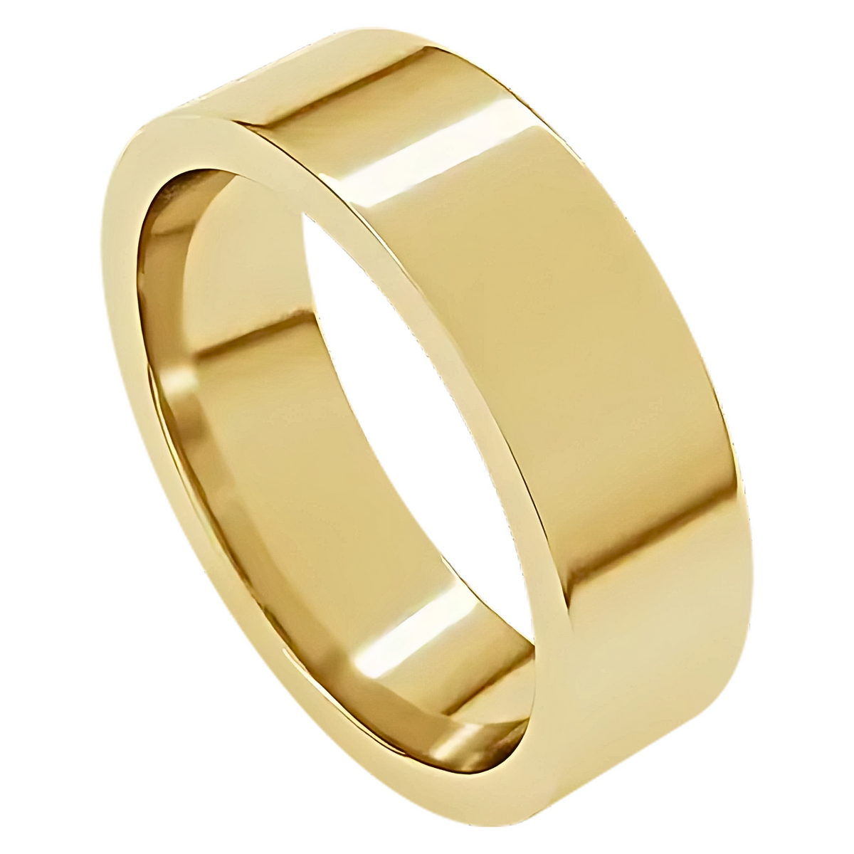 Comfort-Fit Flat Polished Men's Wedding Ring