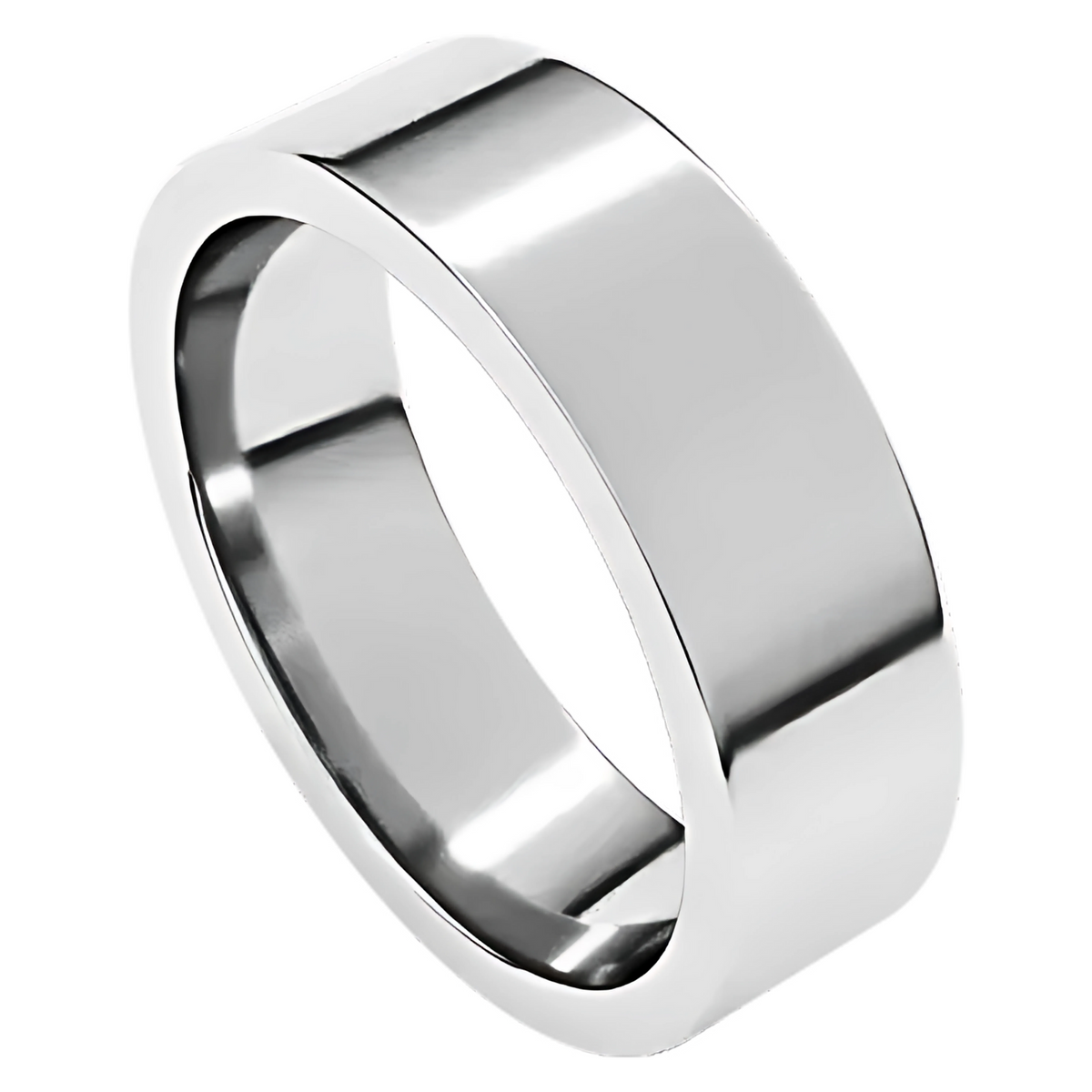 Comfort-Fit Flat Polished Men's Wedding Ring