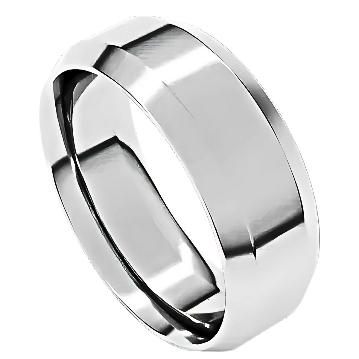 Comfort-Fit Beveled Edge Polished Men's Wedding Ring