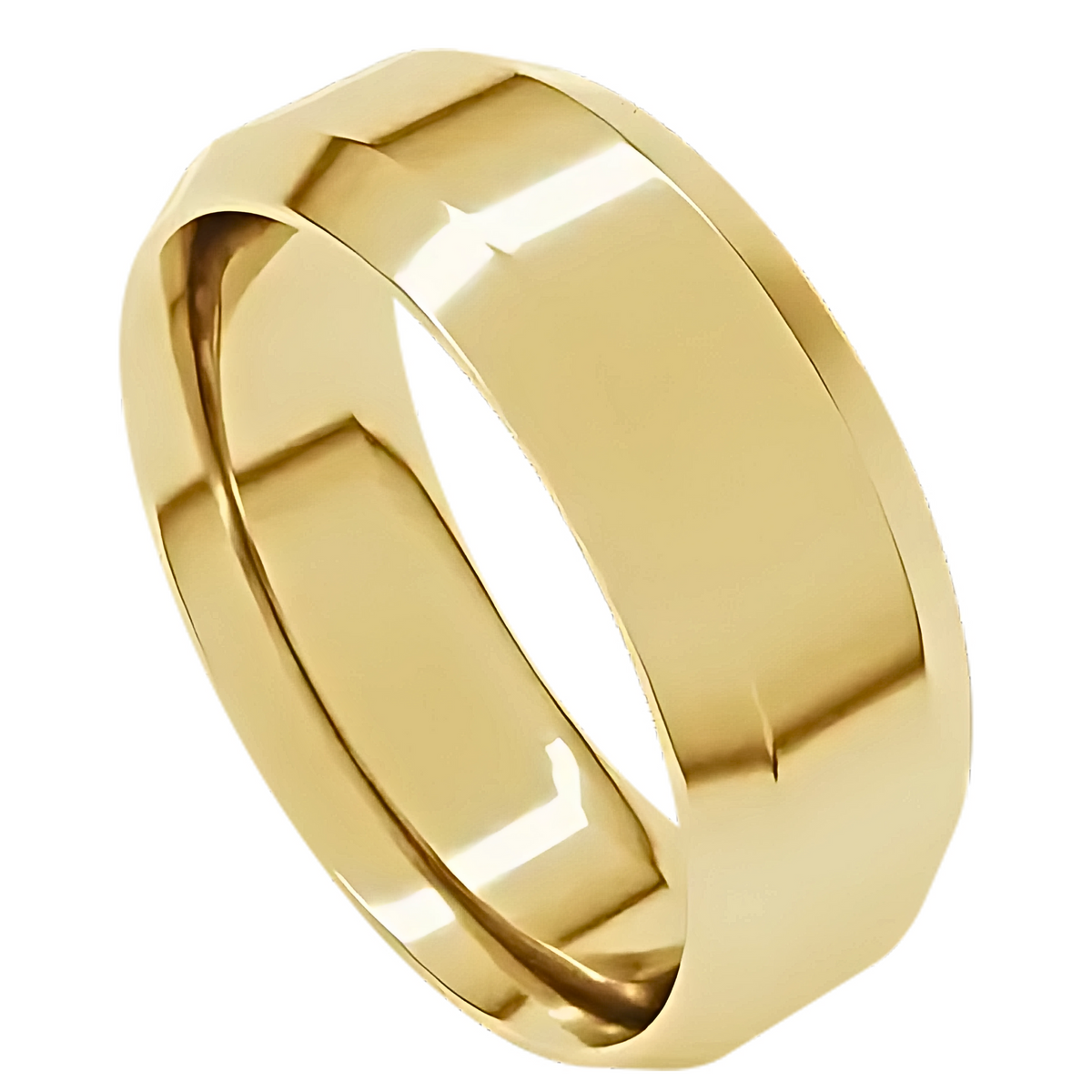 Comfort-Fit Beveled Edge Polished Men's Wedding Ring
