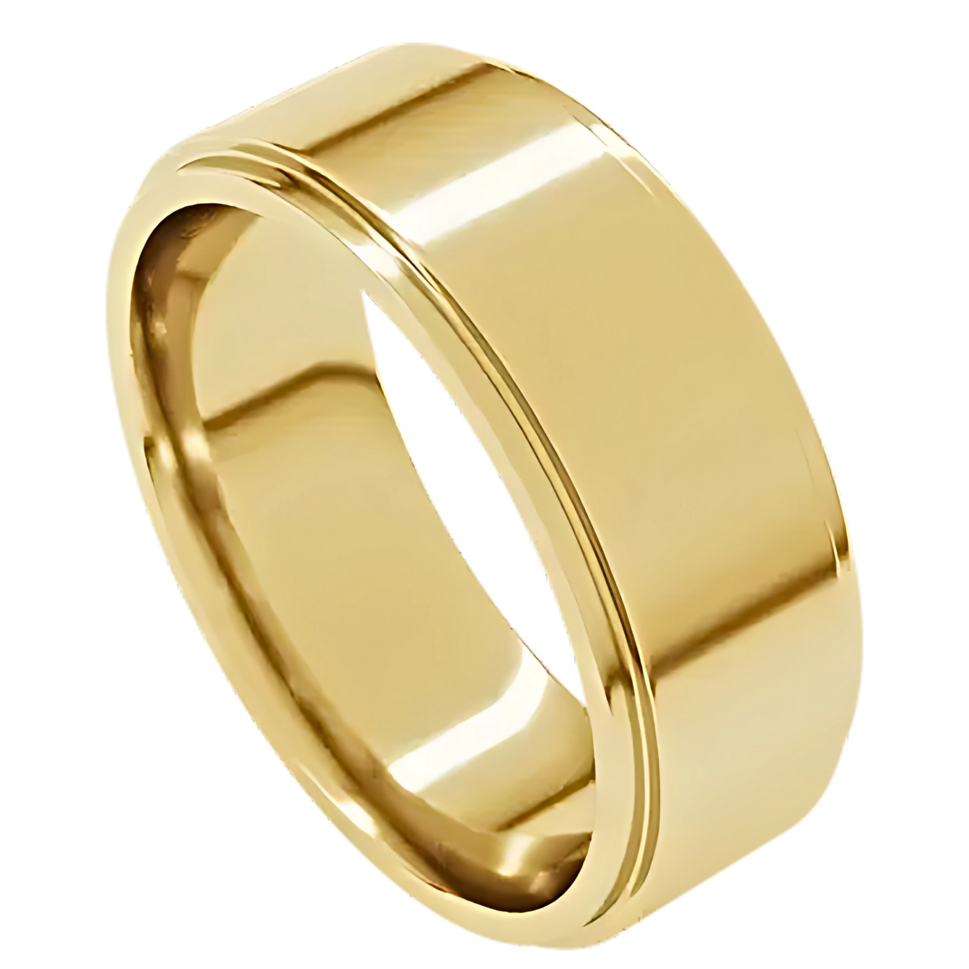 Comfort-Fit Stepped Edge Polished Men's Wedding Ring