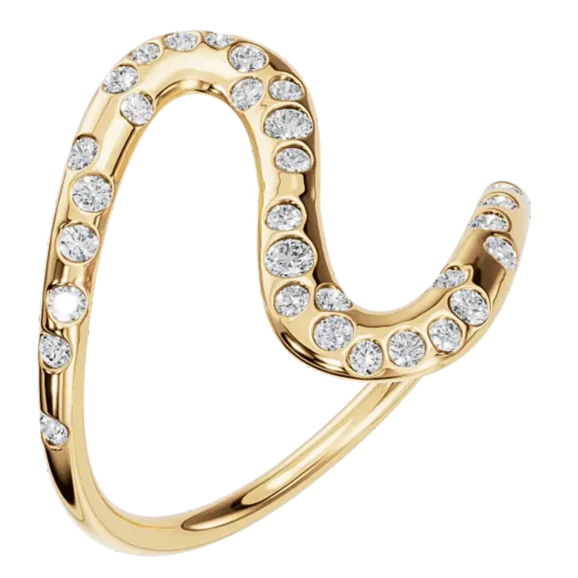 Seraphina Scattered Diamond Bezel Wave Ring