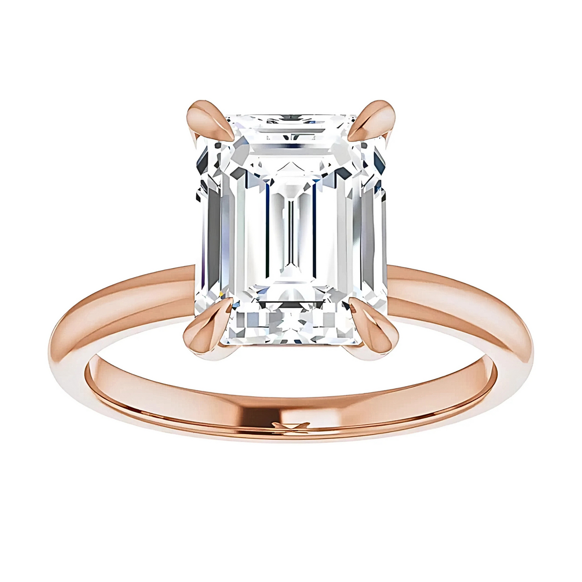 Olivia Emerald Moissanite Solitaire Engagement Ring