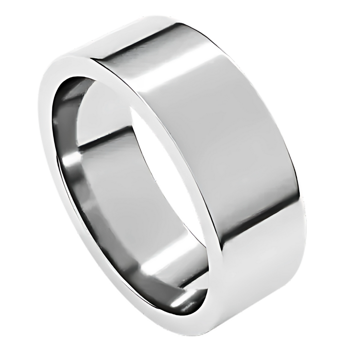 Comfort-Fit Flat Polished Men's Wedding Ring