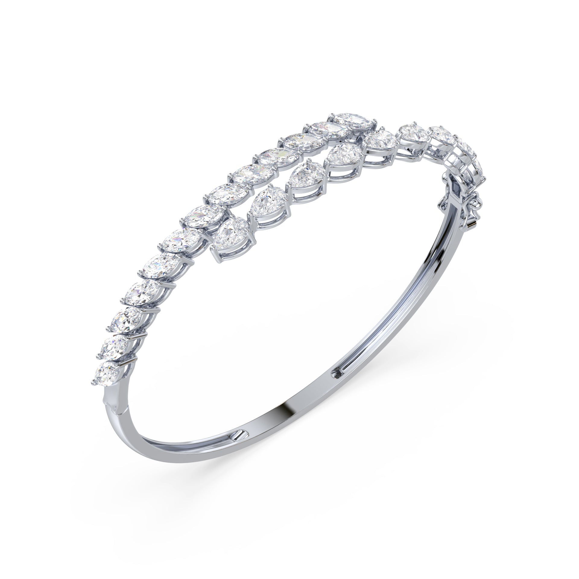Daisy Pear & Marquise Lab Grown Diamond Overlap Bangle Bracelet