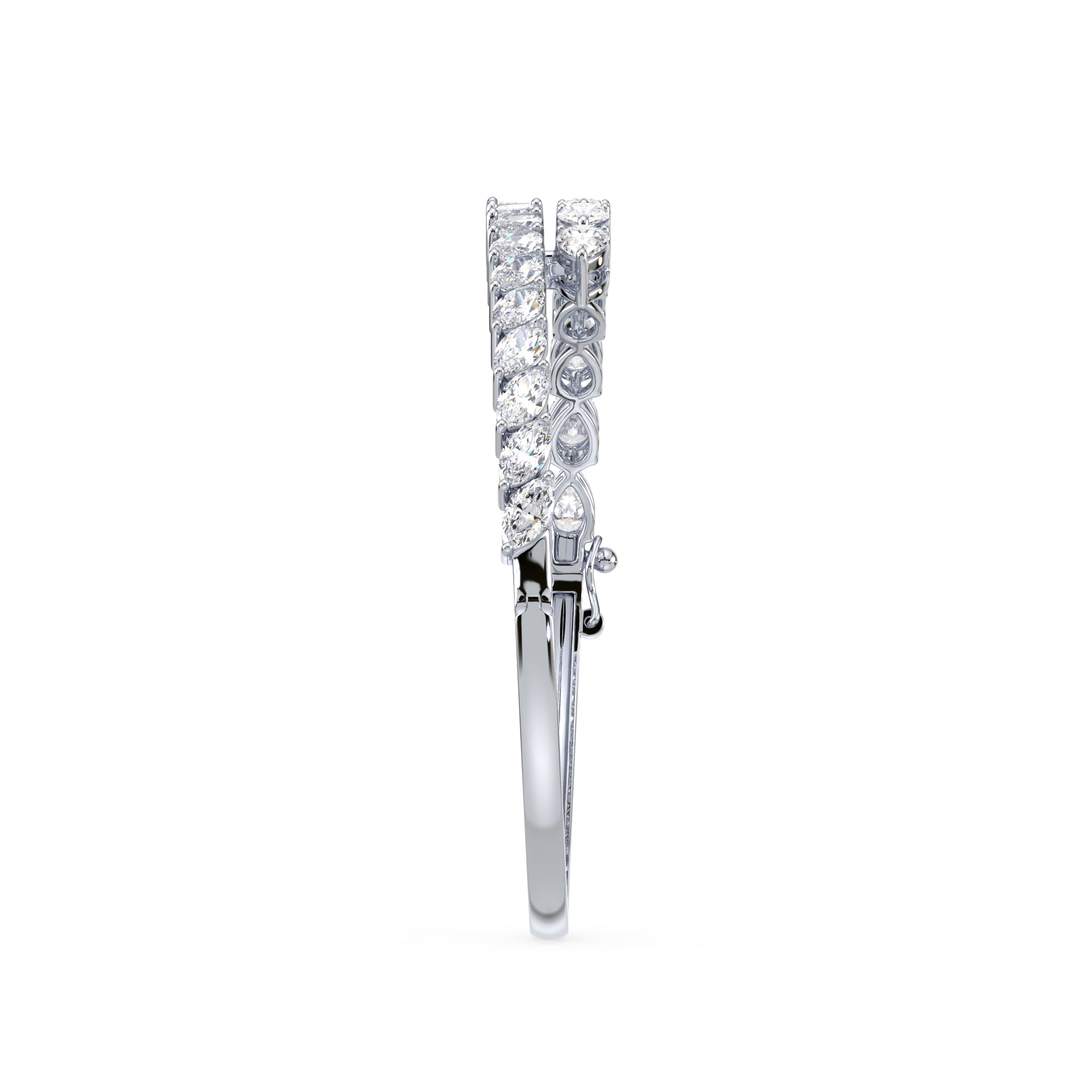 Daisy Pear & Marquise Lab Grown Diamond Overlap Bangle Bracelet