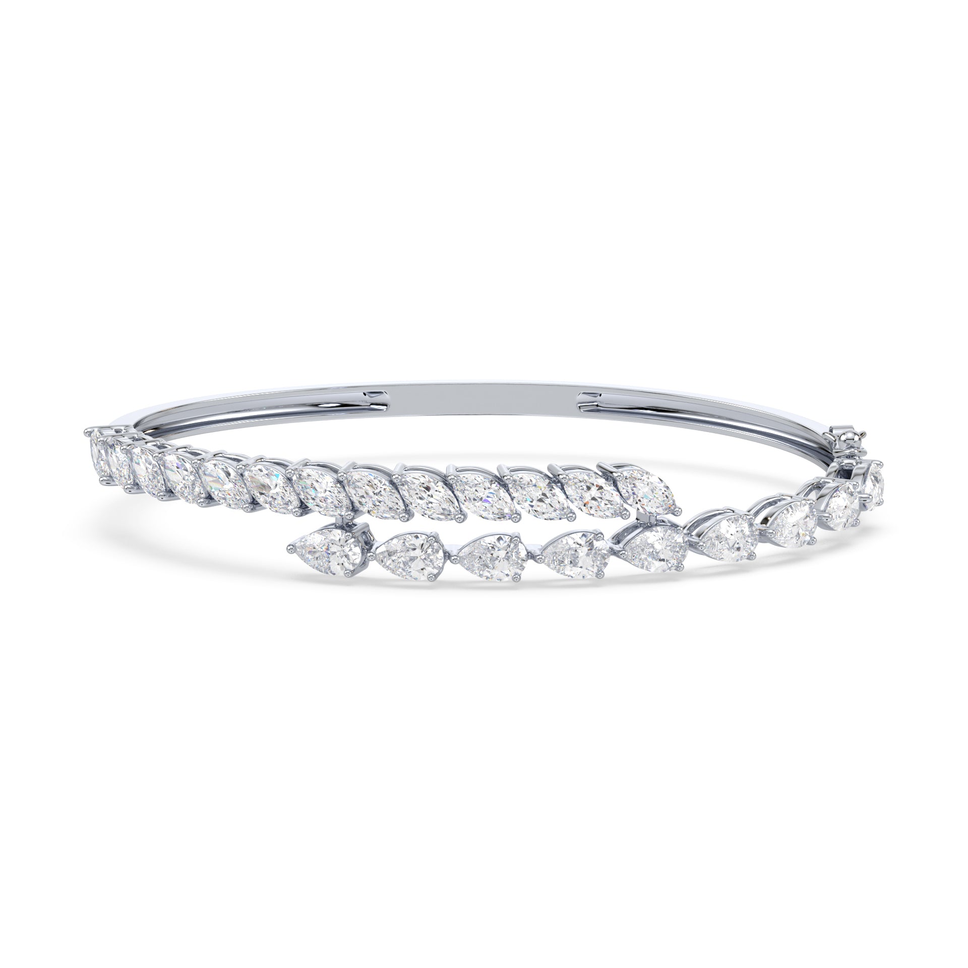 Daisy Pear & Marquise Lab Grown Diamond Overlap Bangle Bracelet
