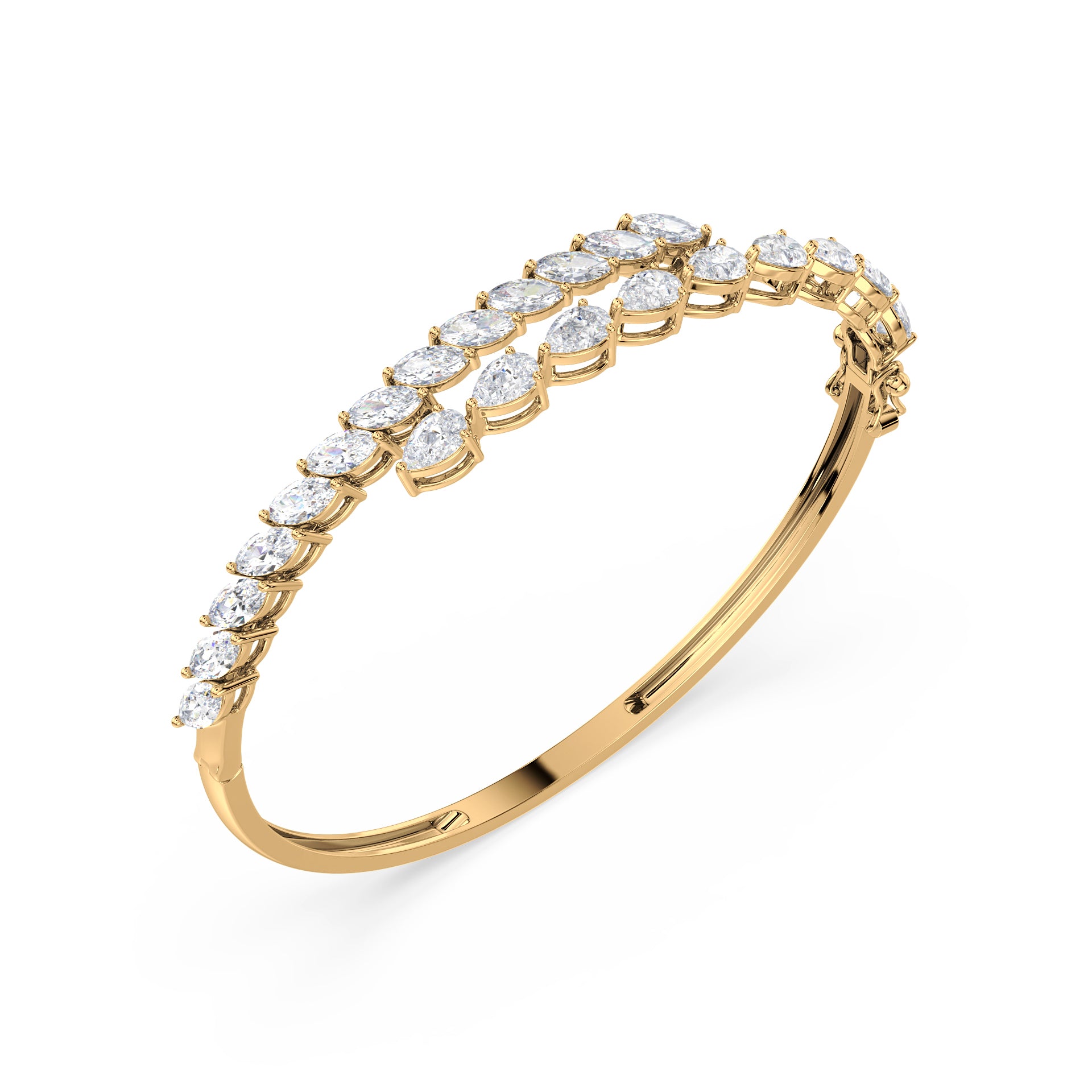 Daisy Pear & Marquise Lab Grown Diamond Overlap Bangle Bracelet