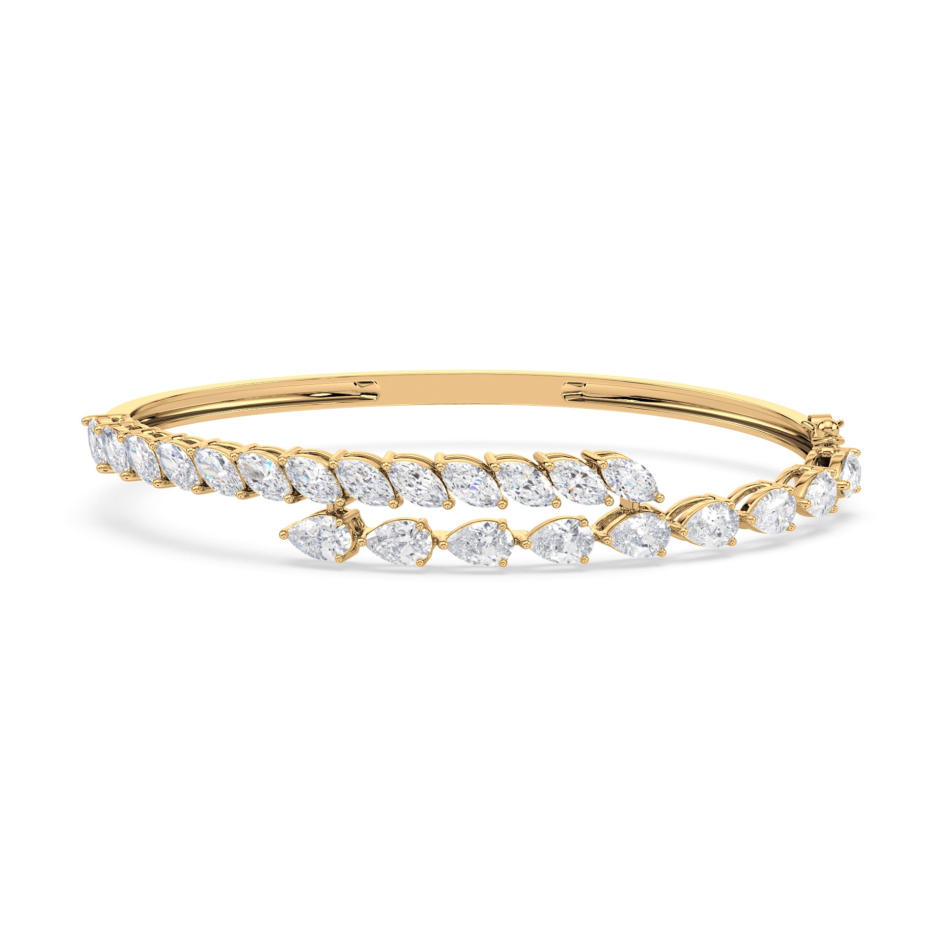 Daisy Pear & Marquise Lab Grown Diamond Overlap Bangle Bracelet