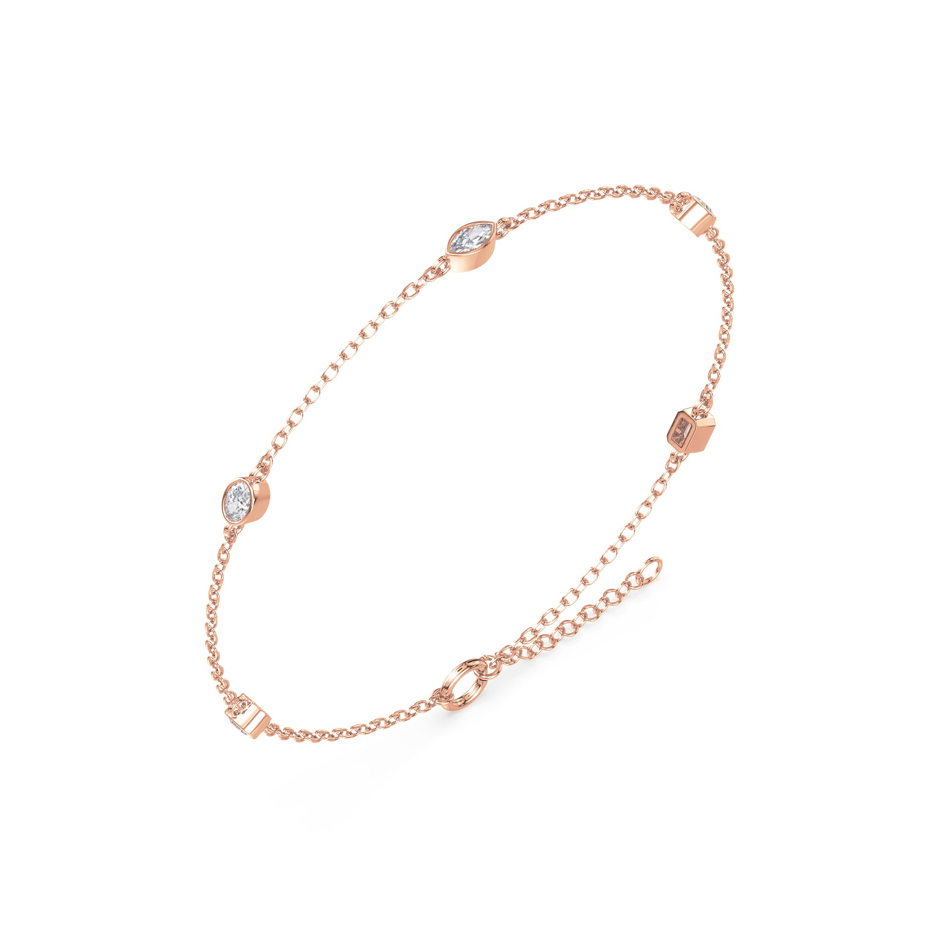 Stevie Mixed-Shape Lab Grown Diamond Bezel Station Bracelet