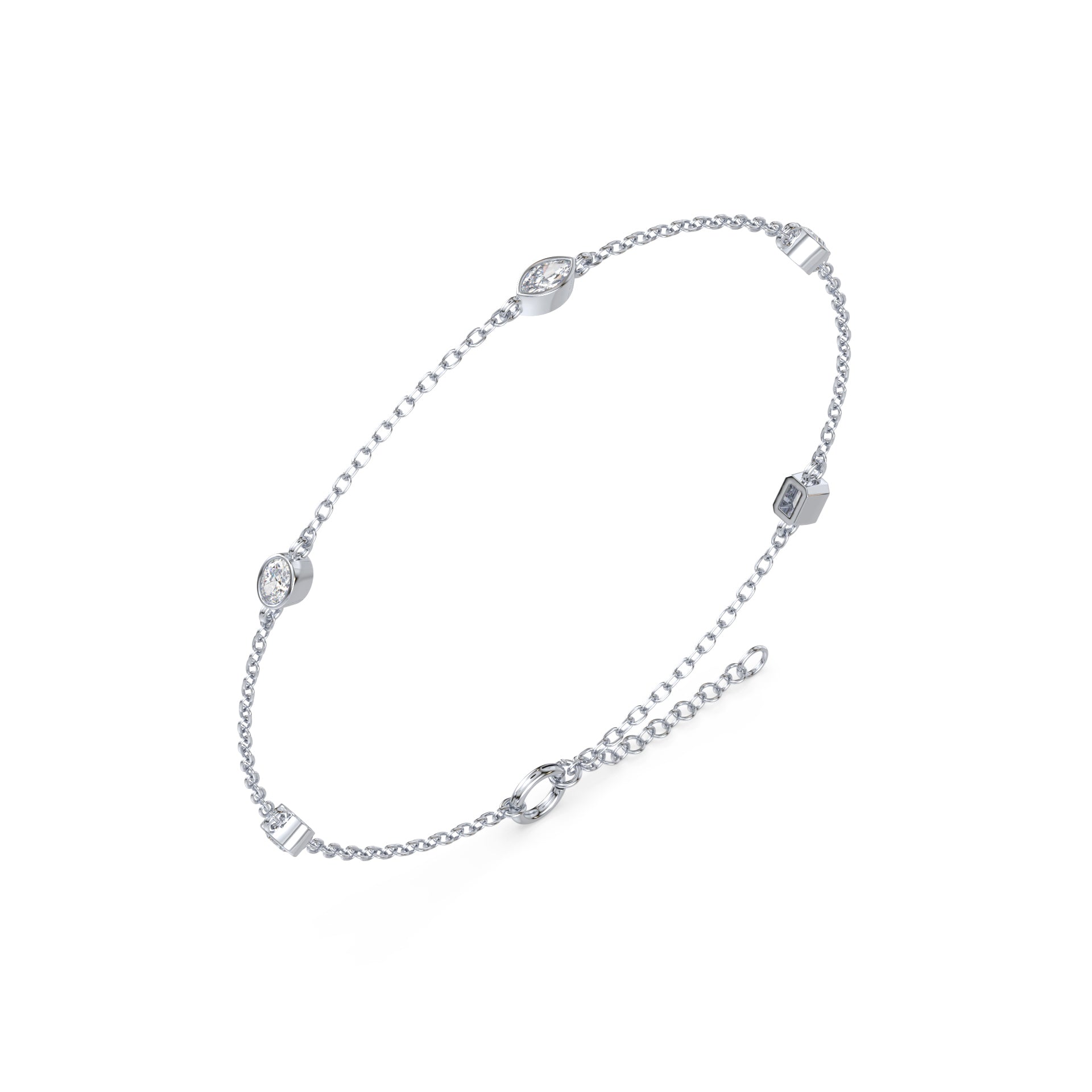 Stevie Mixed-Shape Lab Grown Diamond Bezel Station Bracelet