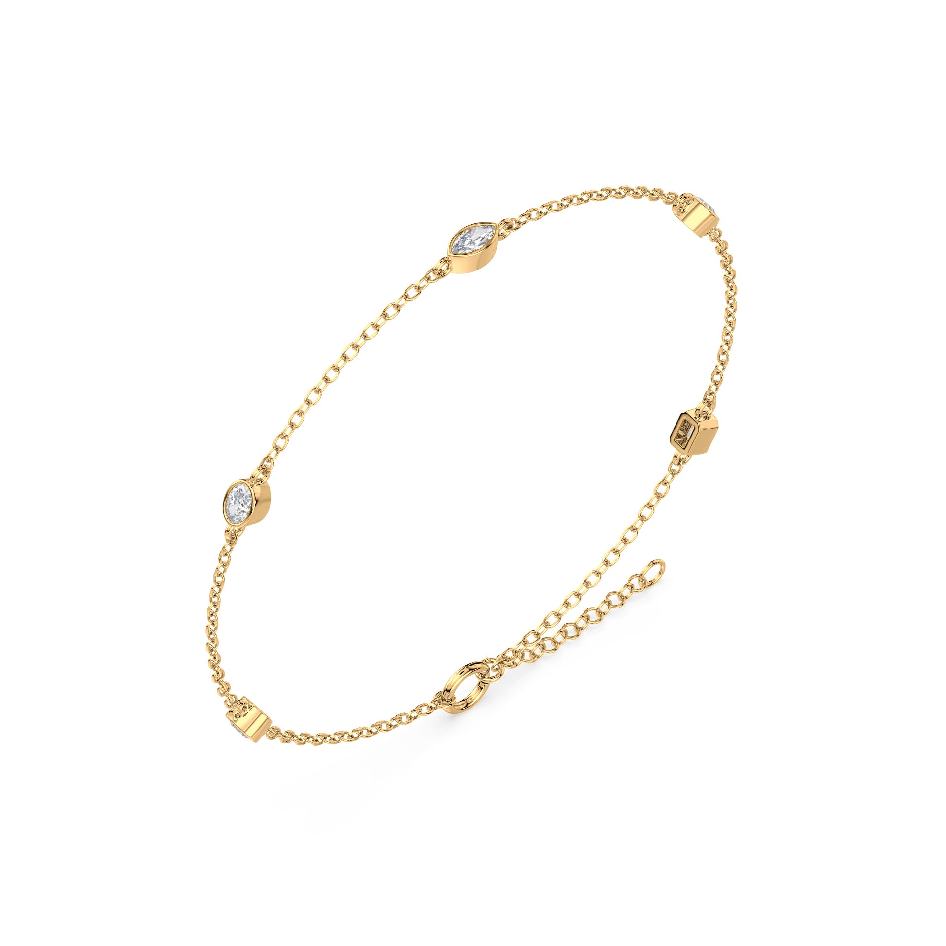 Stevie Mixed-Shape Lab Grown Diamond Bezel Station Bracelet